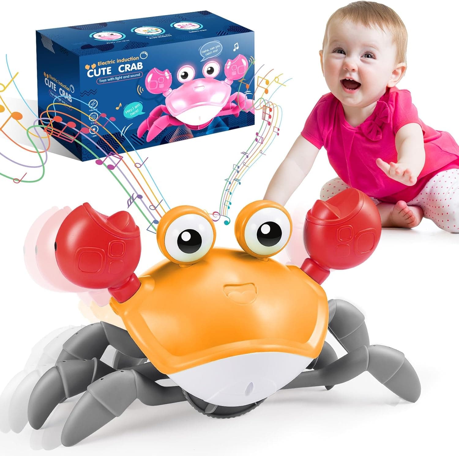 iKidiki Regalo Niña 1 2 3 4 Años, Cangrejo Juguete Bebe Juguetes Niña 1-4 Años Cangrejo Tummy Time Bebe Juguetes para Bebes de 6 a 12 Meses Juegos Educativos Niños 1-4 Años Regalos Cumpleaños Niños