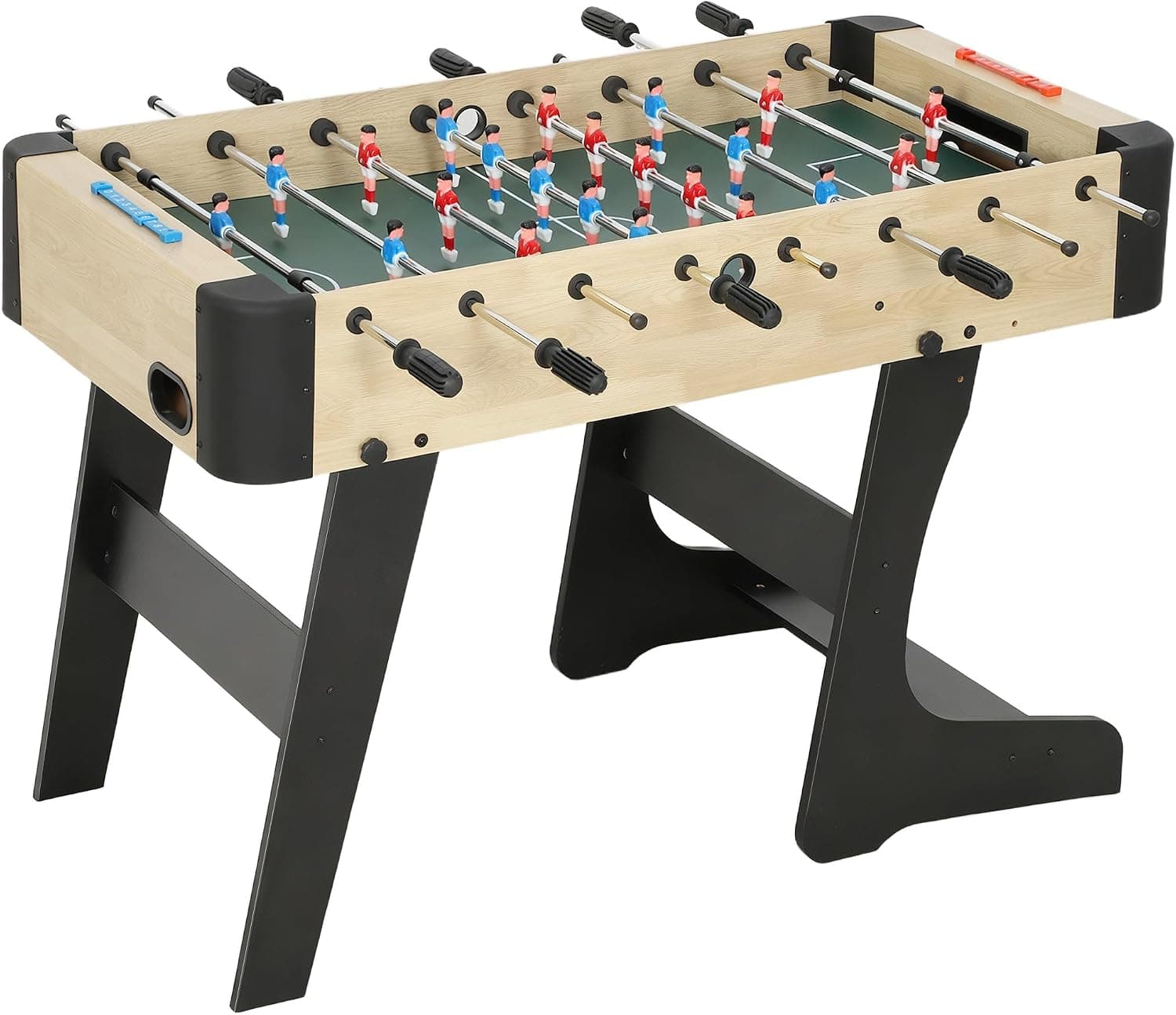 SPORTNOW Futbolín Plegable de Madera 118x107,5x78 cm Natural