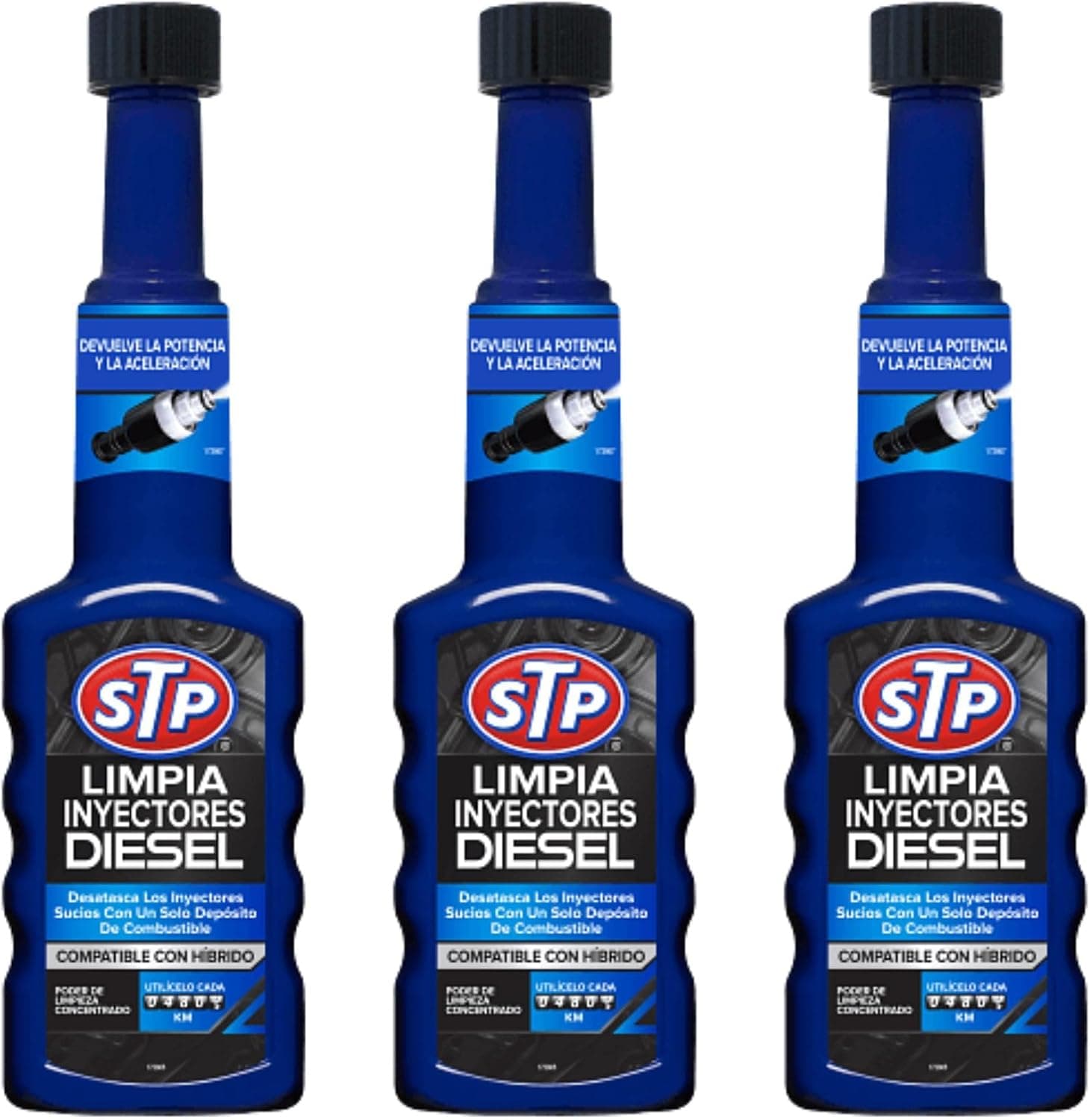 STP, Pack 3 Limpia inyectores Diesel, Elimina depósitos, mitiga ralentí brusco, Mejora Ahorro de Combustible y aceleración, restablece Potencia y Reduce emisiones, 200 x 3 ml