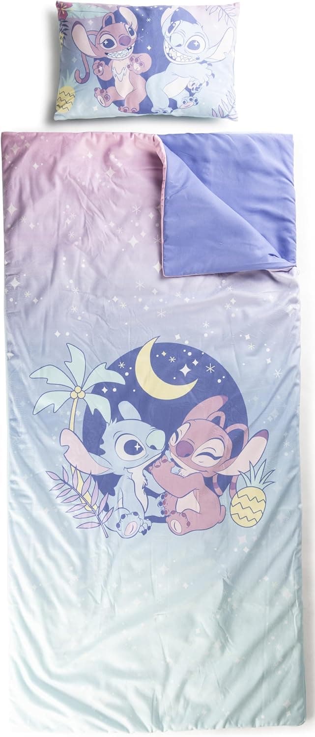 Juego de saco de dormir y almohada para niños, acogedor (137 x 69 cm), saco de dormir interior con asa de transporte y almohada (43 x 28 cm), ideal para viajes escolares y fiestas de pijamas, juego de