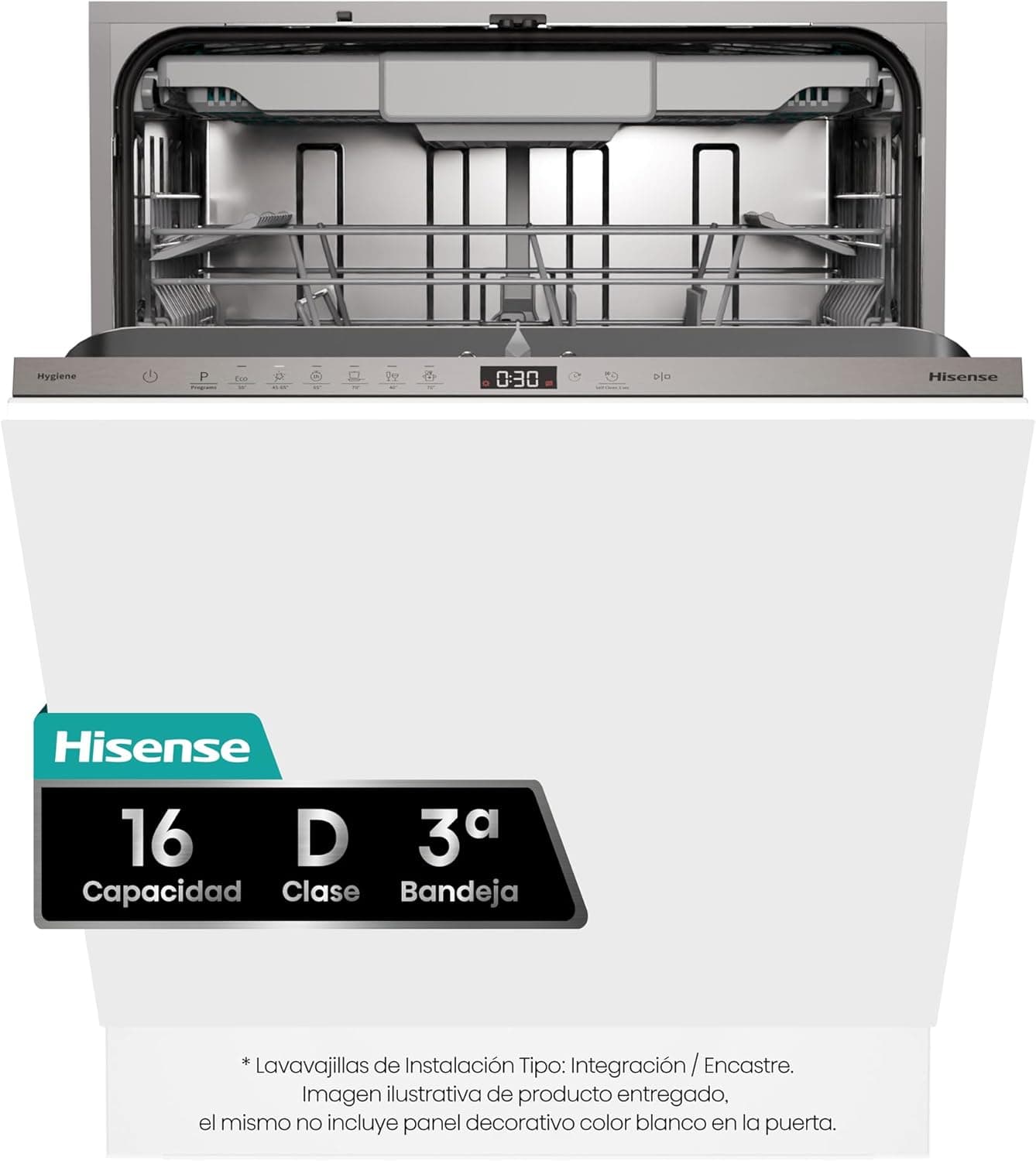 Hisense HV16D5 - Lavavajillas 60cm, Integrable, Tercera Bandeja, 16 Serv.