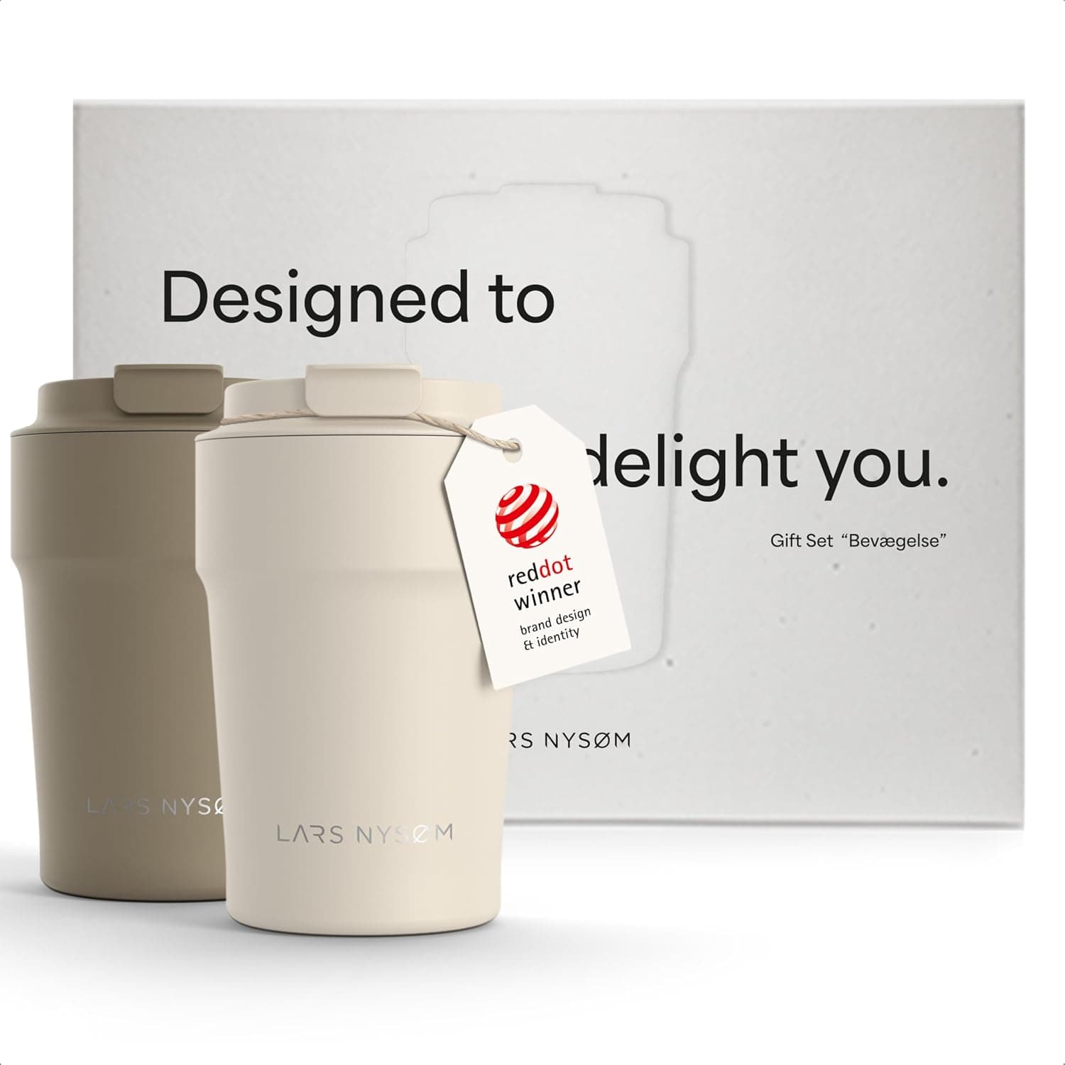 LARS NYSØM Set de Regalo de Tazas de Café Térmicas Para Llevar - 2 x 380ml