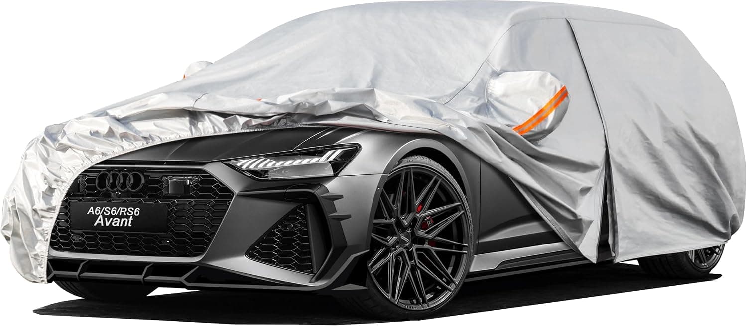 Kayme Funda Coche Familiar Exterior, Compatibles con Audi A6 Allroad (2004-2025), Cubierta para Coche Impermeable Transpirable Antipolvo de 6 Capas, Cubre Coche con Cremallera y Forro de Algodón.