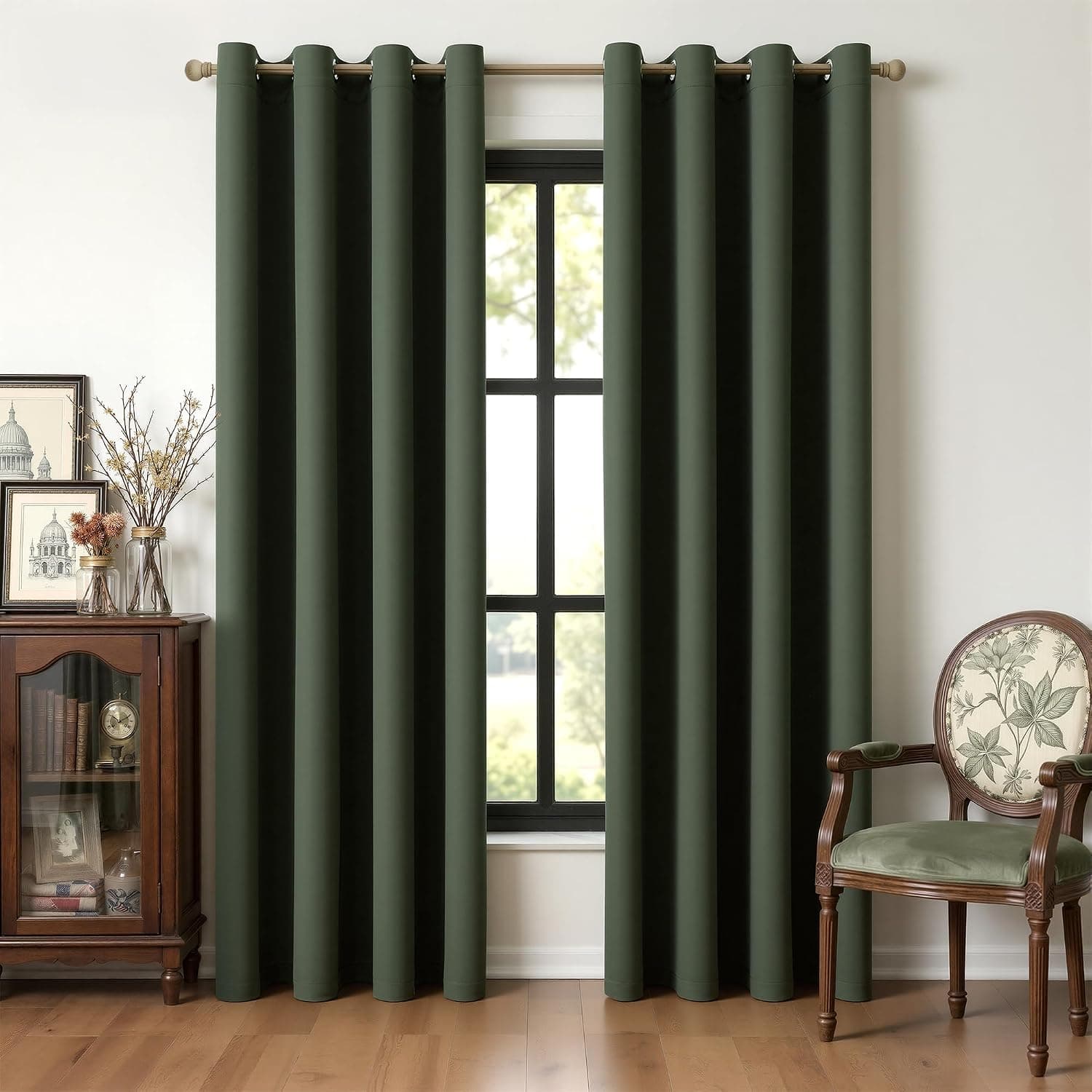 MIULEE Cortinas Opacas Termicas Ojales Salon Dormitorio 2Pz 140x200cm Verde