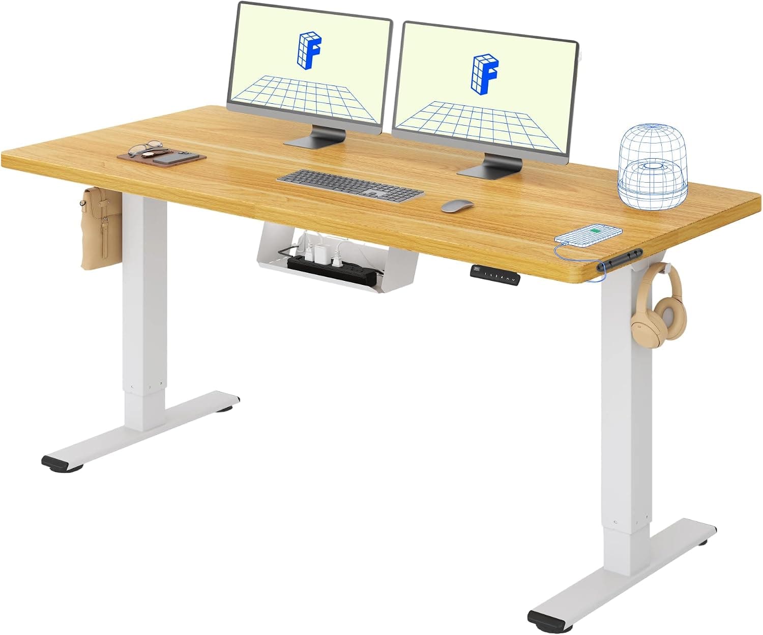 FLEXISPOT Escritorio Elevable Eléctrico 140x80 Doble Motor, Tablero Entero