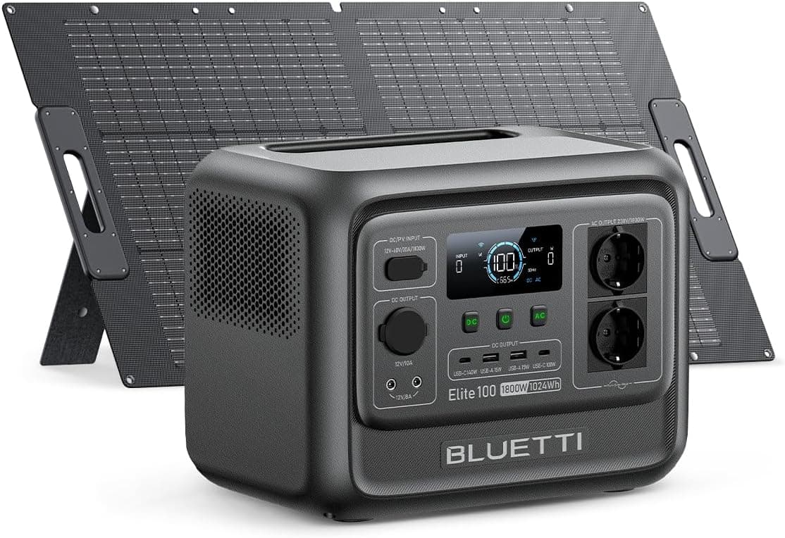 BLUETTI Elite 100 V2 Estación de Energía Portátil 1024Wh & Panel Solar 100W