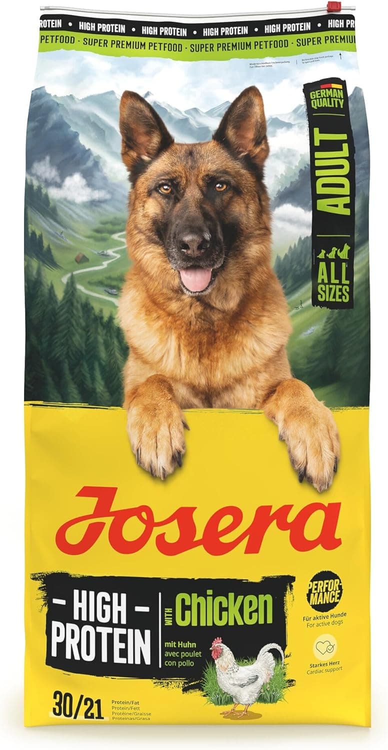 JOSERA High Protein Pollo (1 x 12,5 kg) | Adultos | Pienso seco de Primera Calidad con Pollo y Aceite de salmón para Perros Adultos y Deportistas (de cría) | Rico en proteínas | L-carnitina y taurina