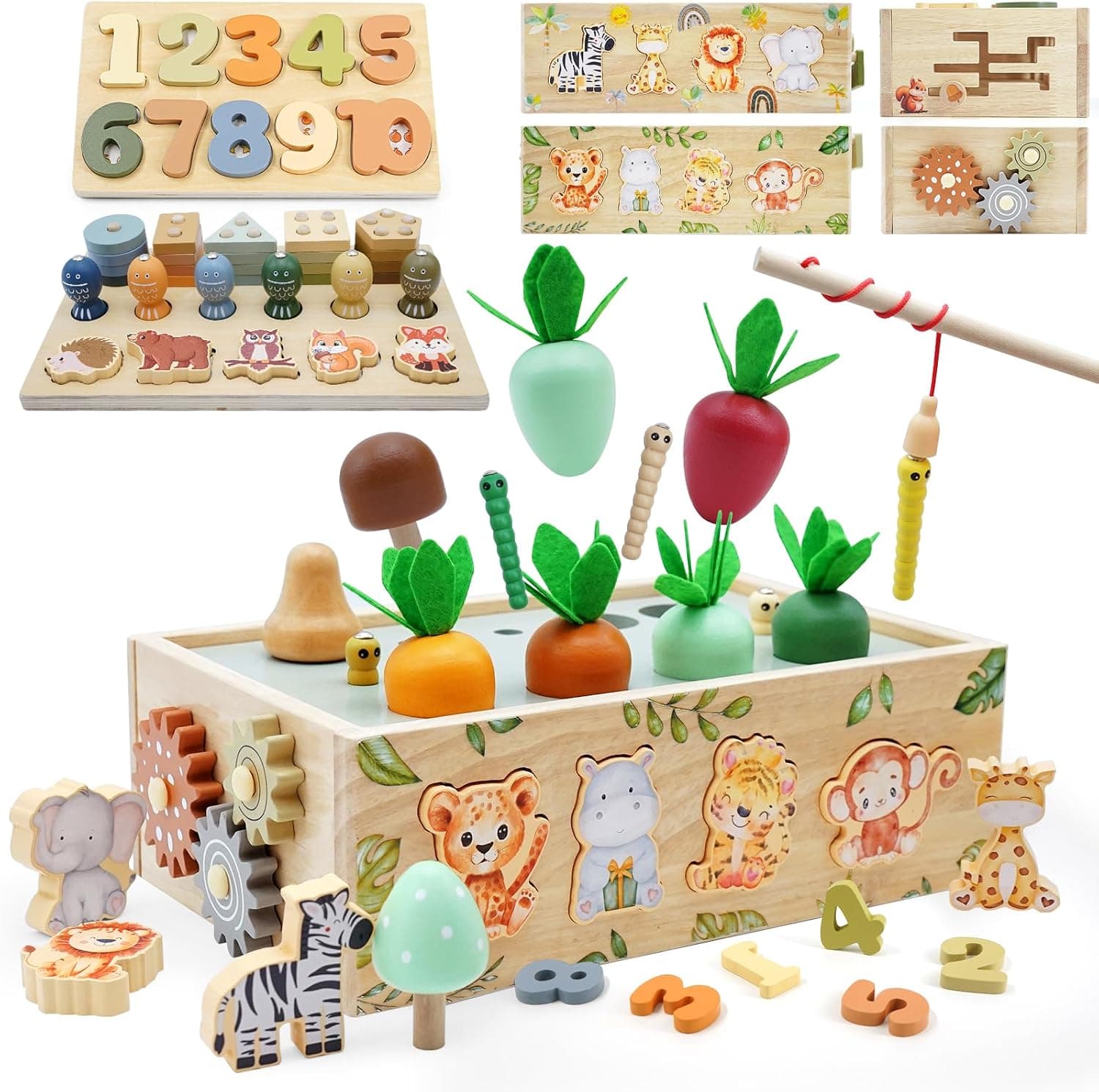 Juguetes Montessori 1 años Safari, 9 EN 1 Juguete Bebe 1 2 3 año