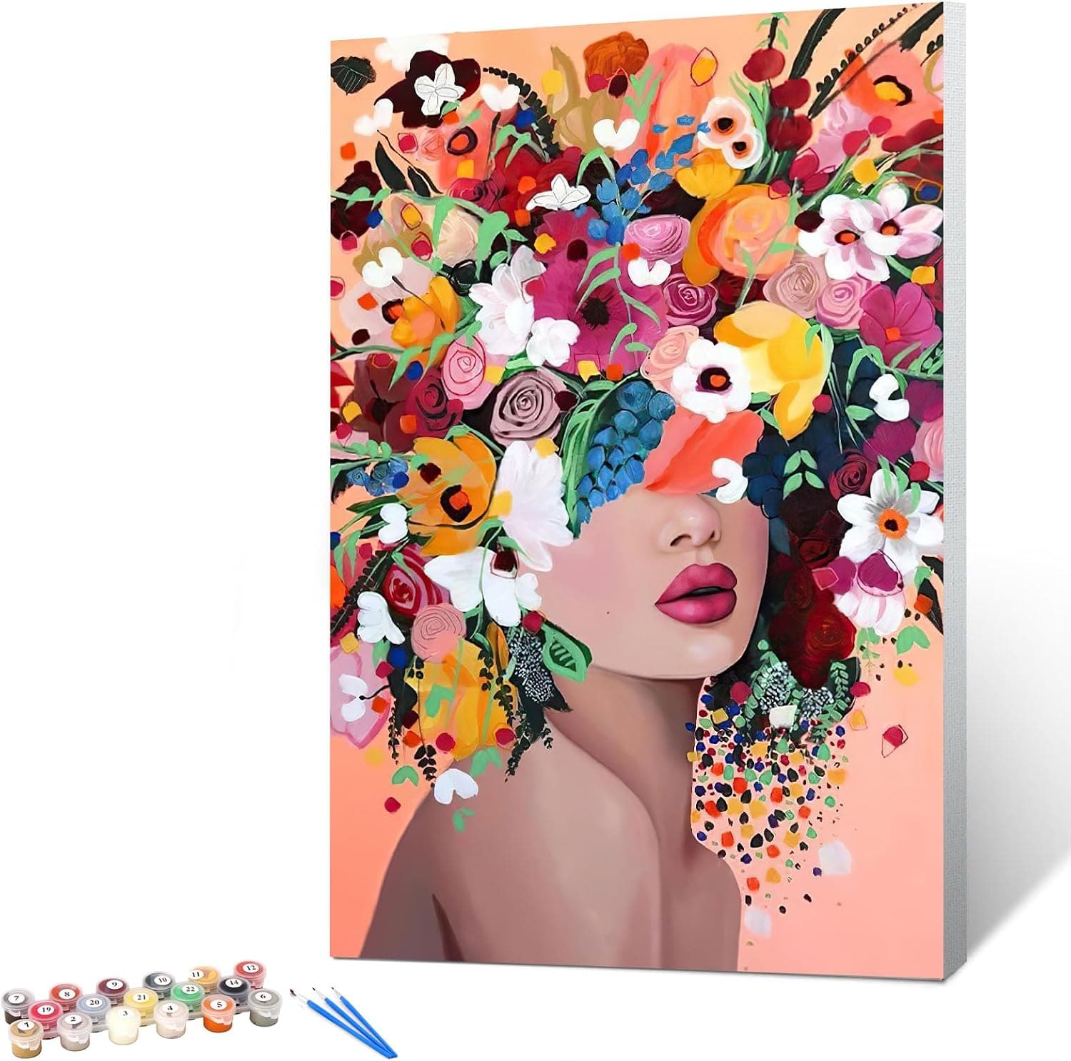 gelrovaled Pintura por Numeros Adultos, Pintar por Números, Kit de Pintura al óleo de Lienzo para con Pinceles, Pigmento Acrílico 20 x 30 CM, con marco (Flower Girl)