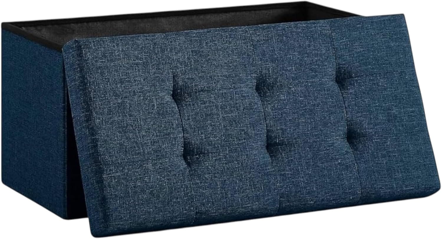 Mi Ko Mi Ka Puff Almacenaje Plegable Baúl de Almacenaje Multifuncional, Taburete Reposapiés, Banco de Cubo Soporta hasta 300 kg, para Sala de Estar, Dormitorio y Entrada - 76 x 38 x 38 cm (Azul)