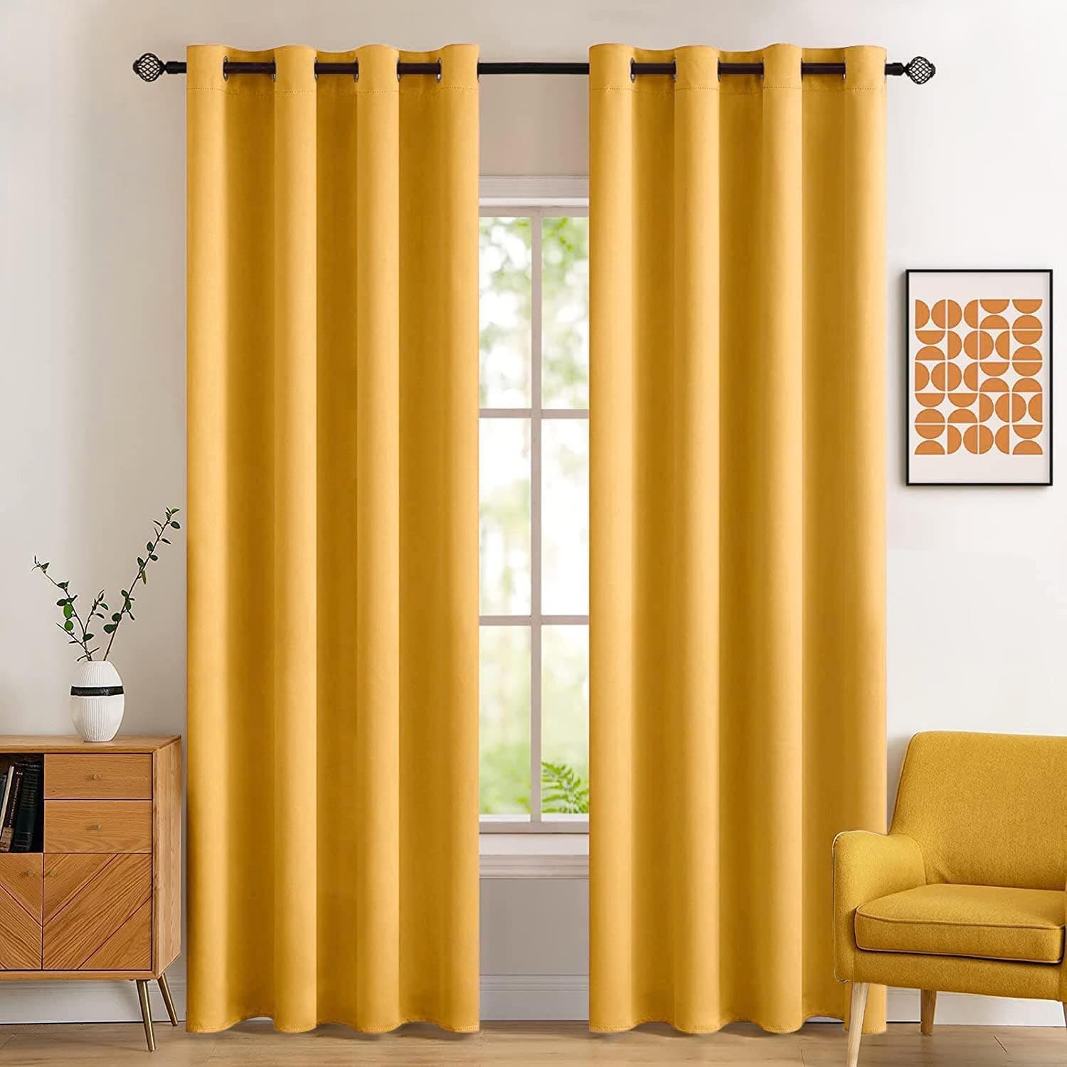 MIULEE Cortinas Opacas Termicas Salon Dormitorio 2Pz 140x225cm Amarillo