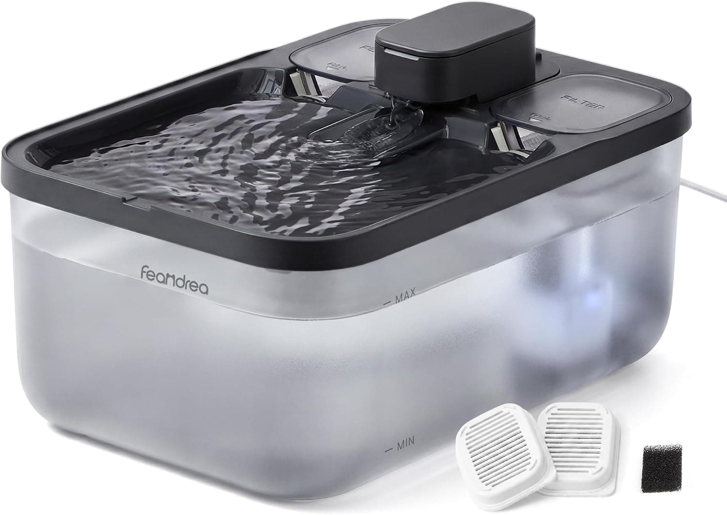 Feandrea Fuente de Agua para Gatos, Bomba Silenciosa, 4,5 L