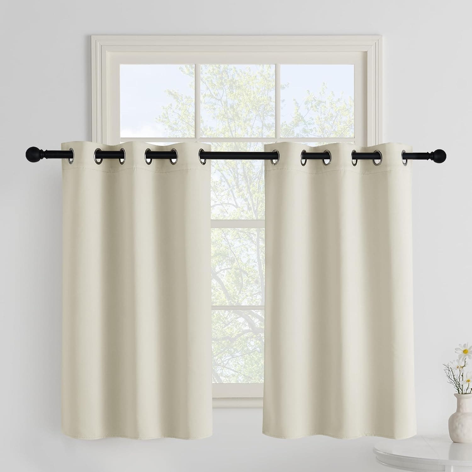 PONY DANCE Cortinas Opacas y Termicas Aislantes para Cocina,2 Piezas