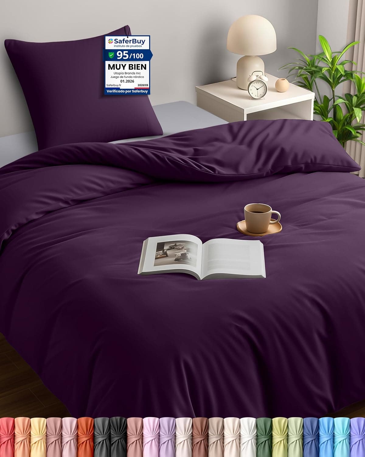 Utopia Bedding Funda Nordica Cama 90 135x200, Púrpura
