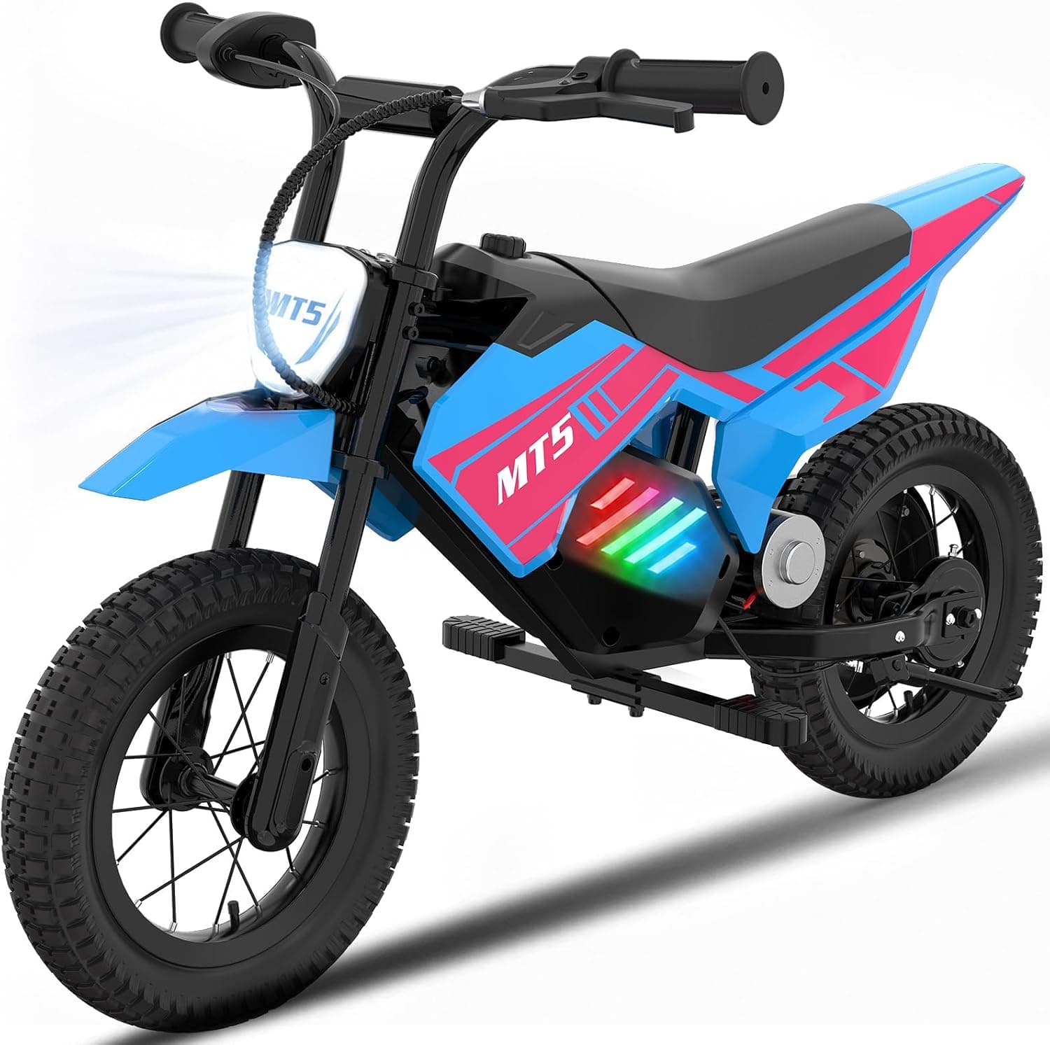 Moto Eléctrica para Niños 150W, 2 Velocidades 8/16 km/h, Batería 5,2Ah, Autonomía hasta 15 km, Neumáticos Inflables 12 Pulgadas, Luces LED, Freno de Tambor, hasta 40 kg