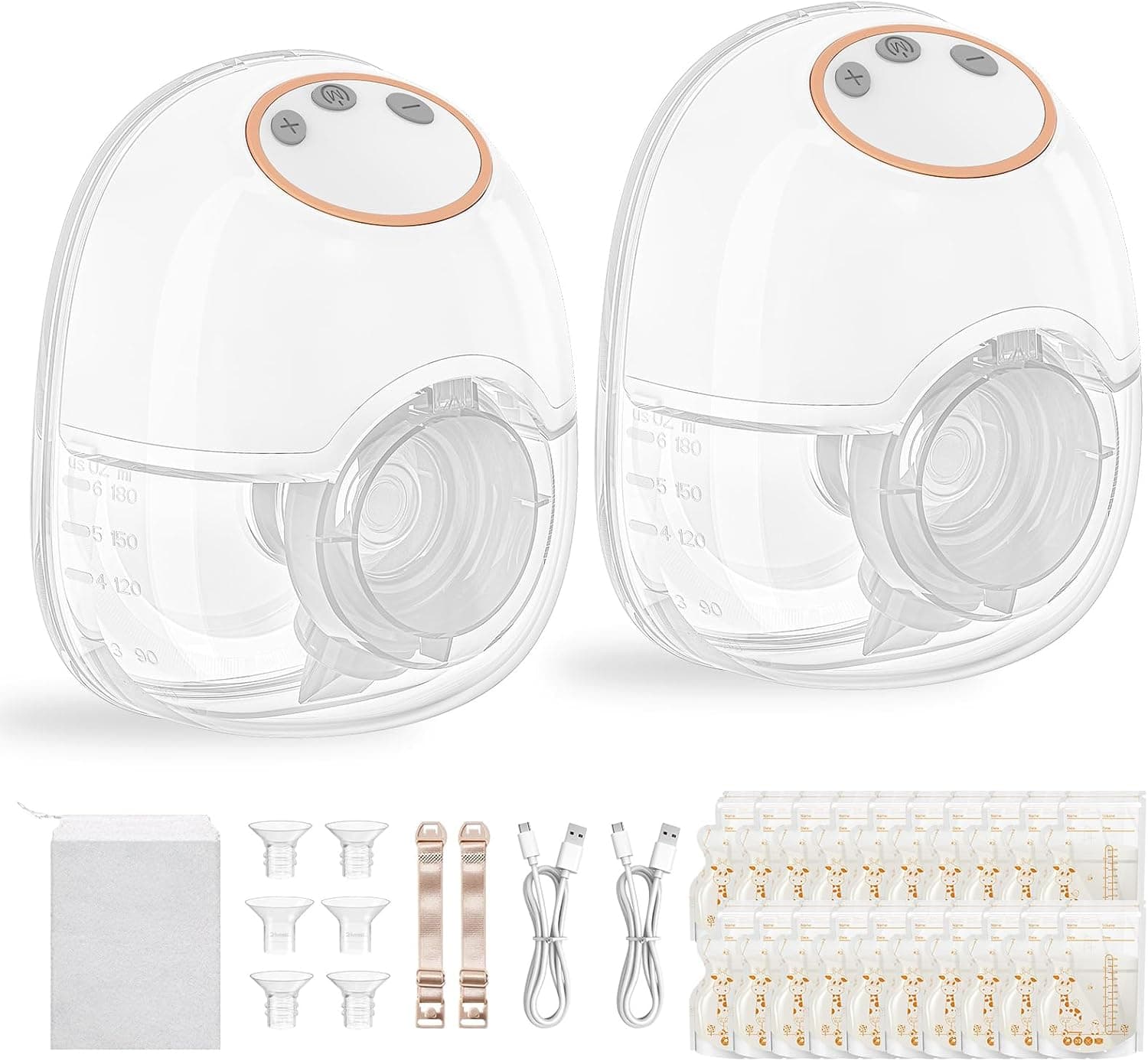 TOPCHANCES Sacaleches Eléctrico Manos Libres,Extractor De Leche Materna Portátil con 4 Modos y 12 Niveles Extractor de Leche Materna de 180ml Menos,Bajo Ruido,Libre BPA,Brida Doble Sellado(2,Blanco)