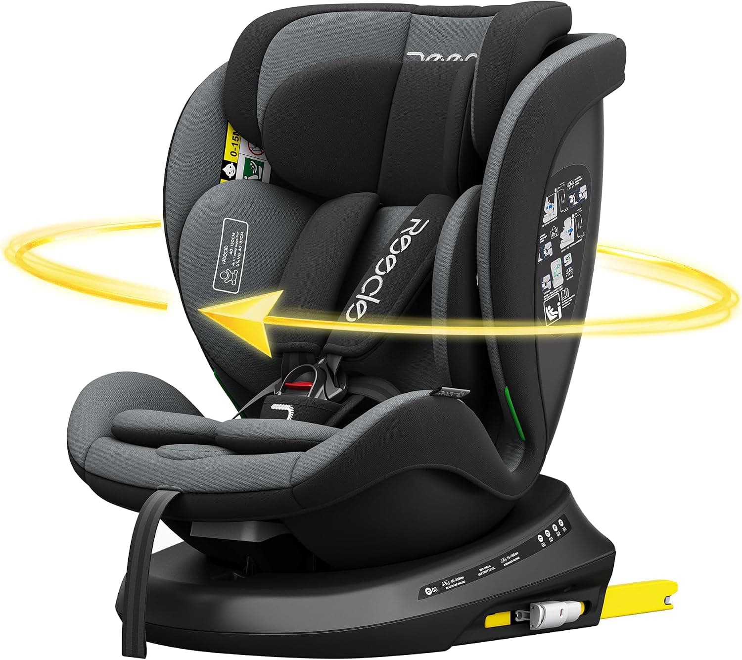 Reecle I-Size Silla de Coche Giratoria 360 con ISOFIX, 40-150cm