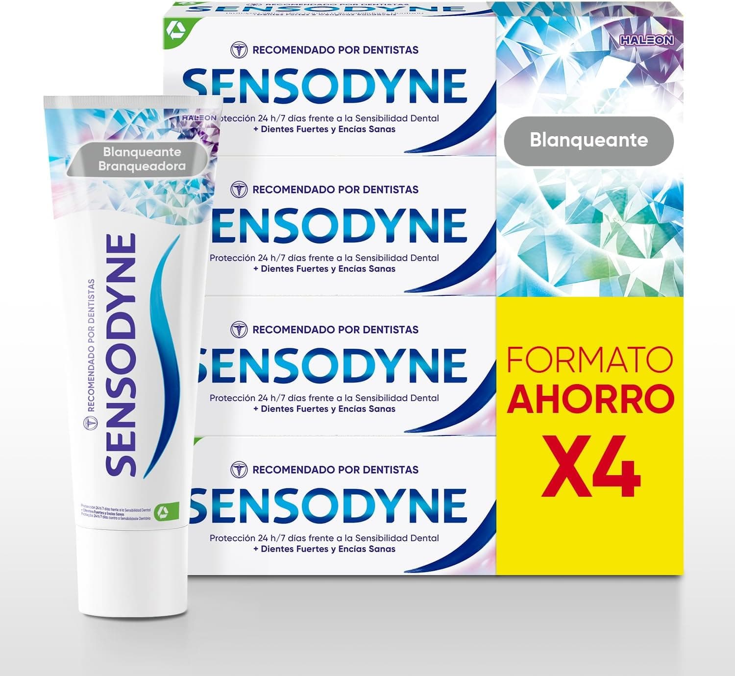 Sensodyne Blanqueante Pasta De Dientes, Alivio Sensibilidad, Pack 4x75 ml