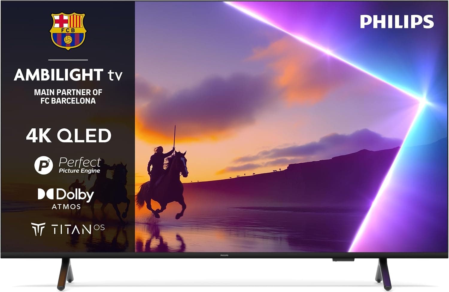 Philips Ambilight 75PUS8510 4K QLED Smart TV - Pantalla de 75 Pulgadas con Plataforma Titan OS, Pixel Precise Ultra HD y Sonido Dolby Atmos - Funciona con Alexa y con el Asistente de Voz de Google
