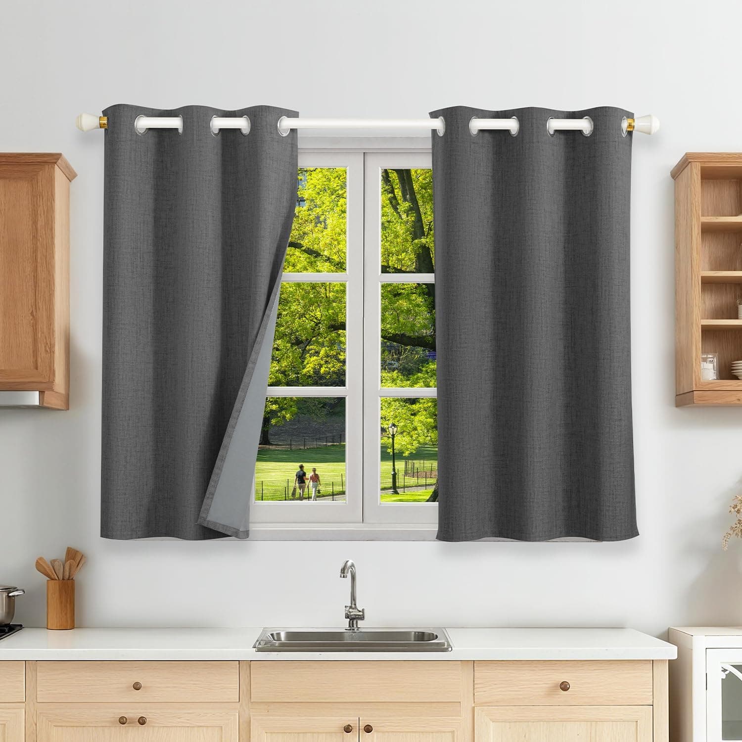 100% Cortinas Opacas Lino Termicas para Dormitorio y Salon 2 Piezas