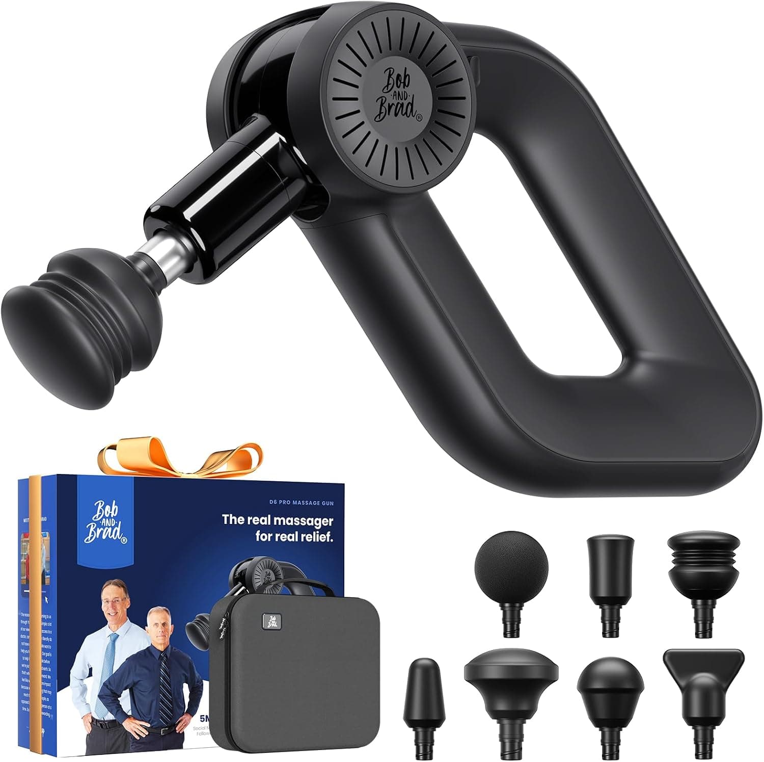 Bob and Brad D6 Pro Pistola de Masaje Muscular con 16mm Amplitud – Masajeador Muscular Massage Gun Profundo con Pantalla OLED, 7 Cabezales y Carga Rápida, Masajeador Espalda, Regalo Ideal para Atletas