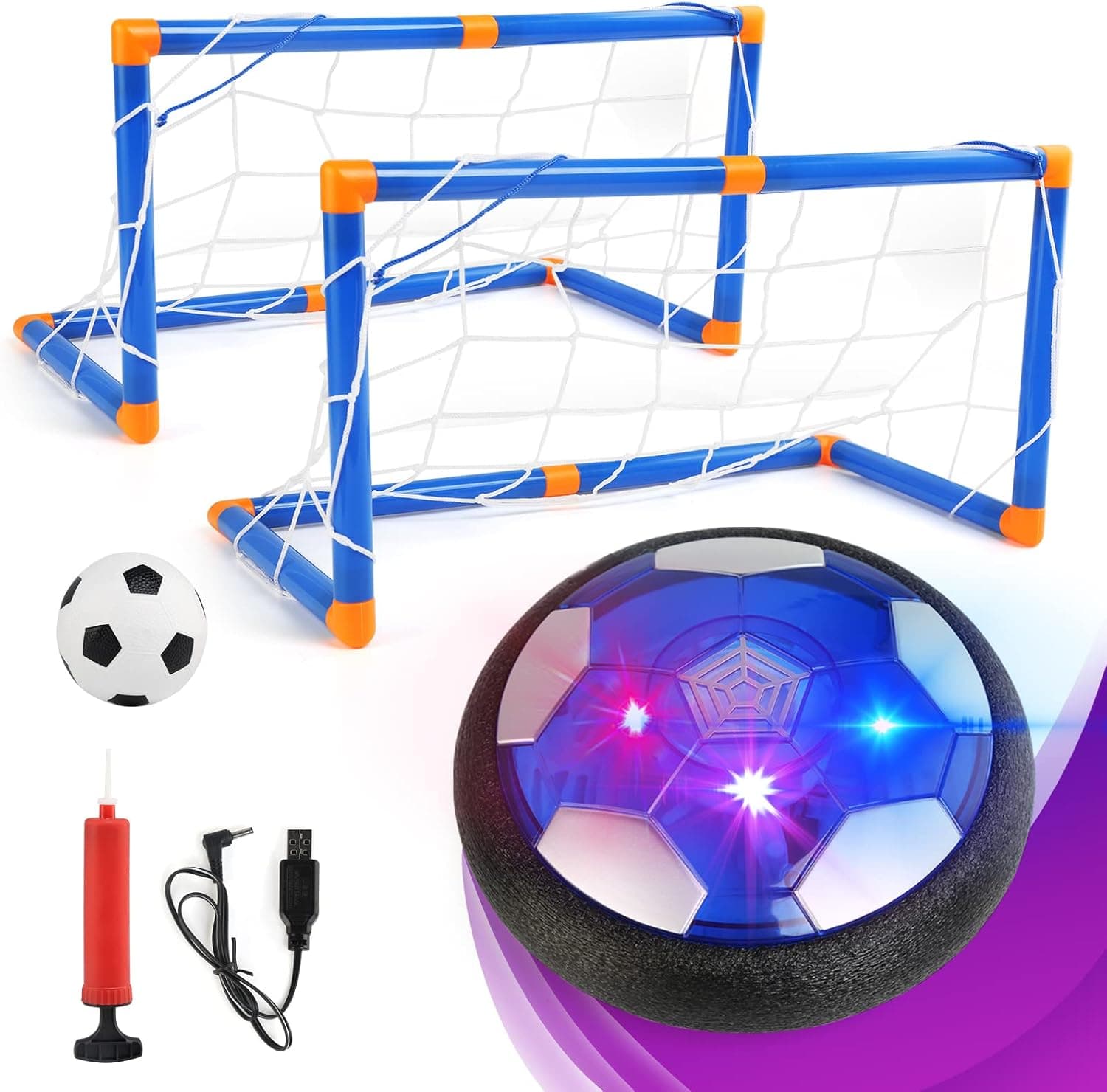 Balón Fútbol Flotant,Recargable Pelota Futbol Juguetes Niños 3 4 5 6 7 8 Años, Air Power Soccer con Protectores de Espuma Suave y Luces LED Futbol Juguete para Regalos Cumpleaños Navidad