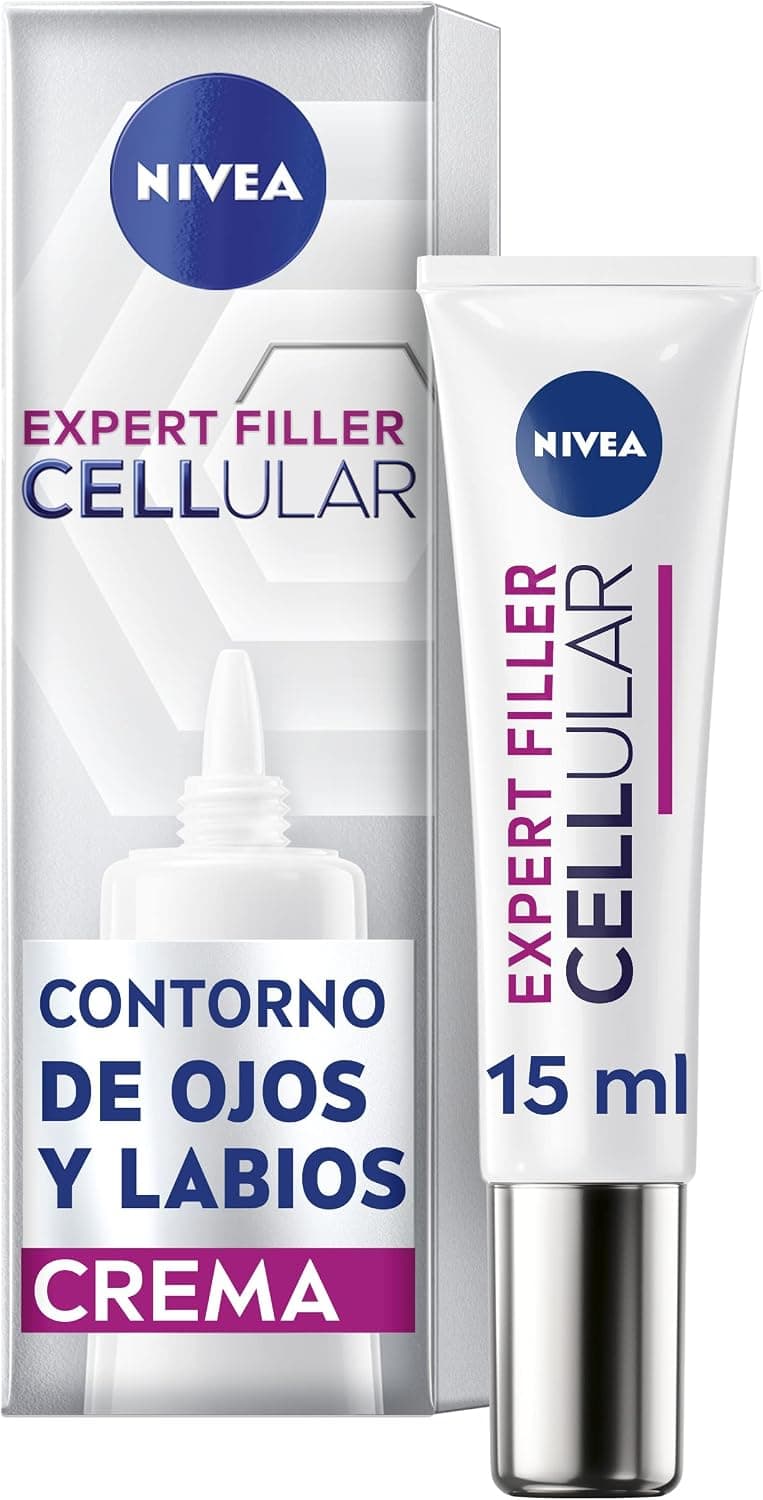 NIVEA Cellular Expert Filler - Contorno de Ojos y Labios - Antiarrugas - Efecto Rellenador 24h - Con Ácido Hialurónico y Ácido Fólico - Crema Antiedad - Extra Firmeza - Todo Tipo de Pieles - 15 ml