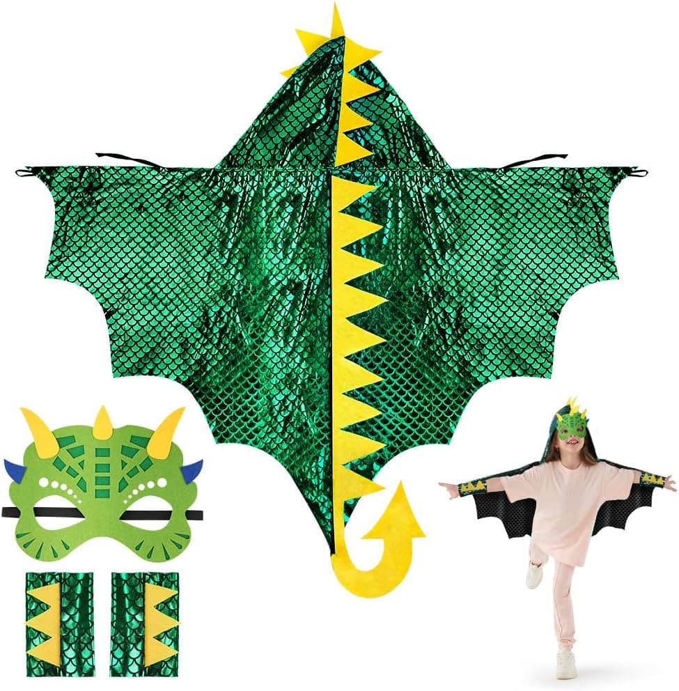 Aomig Disfraz Dinosaurio Niño, Capa de Dinosaurio con Capucha y Máscara