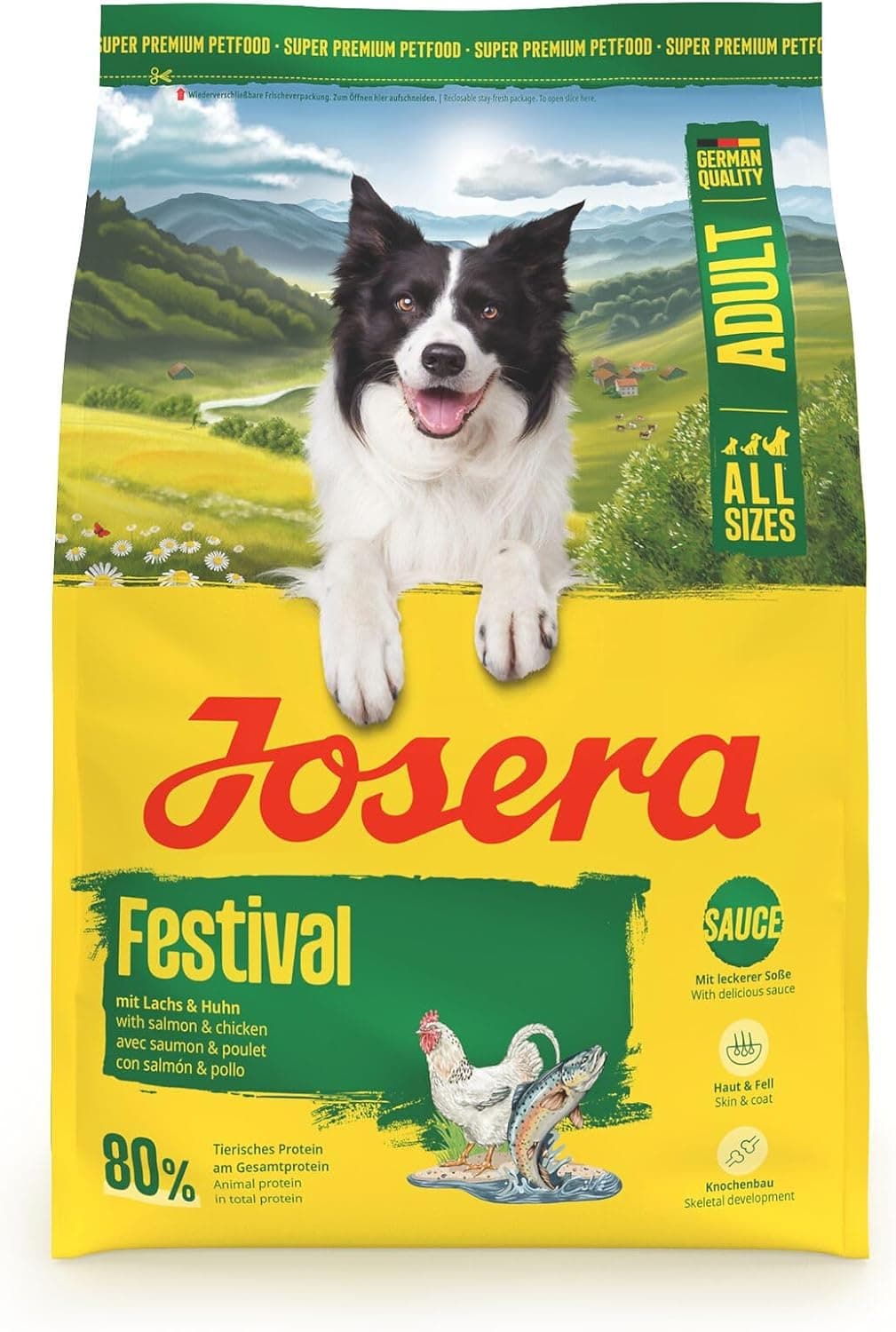 JOSERA Festival (1 x 3 kg) | Adultos | Pienso Premium para Perros Adultos exigentes | Salmón y Pollo | Alto Contenido energético | Deliciosa Salsa Que lo recubre, también Apto para remojar