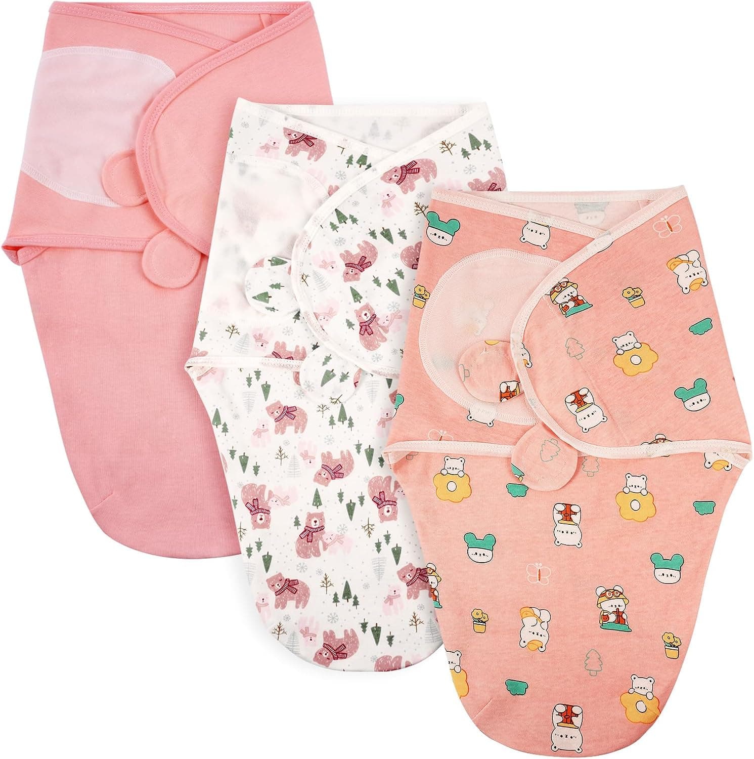 arrullo bebe recien nacido, 3 pcs swaddle bebe 0-3 months, Ajustable saco dormir bebe, Swaddle Wrap, Infante Swaddle Sack, swaddle, Transpirable y Absorbe la Humedad, Ayuda a Dormir