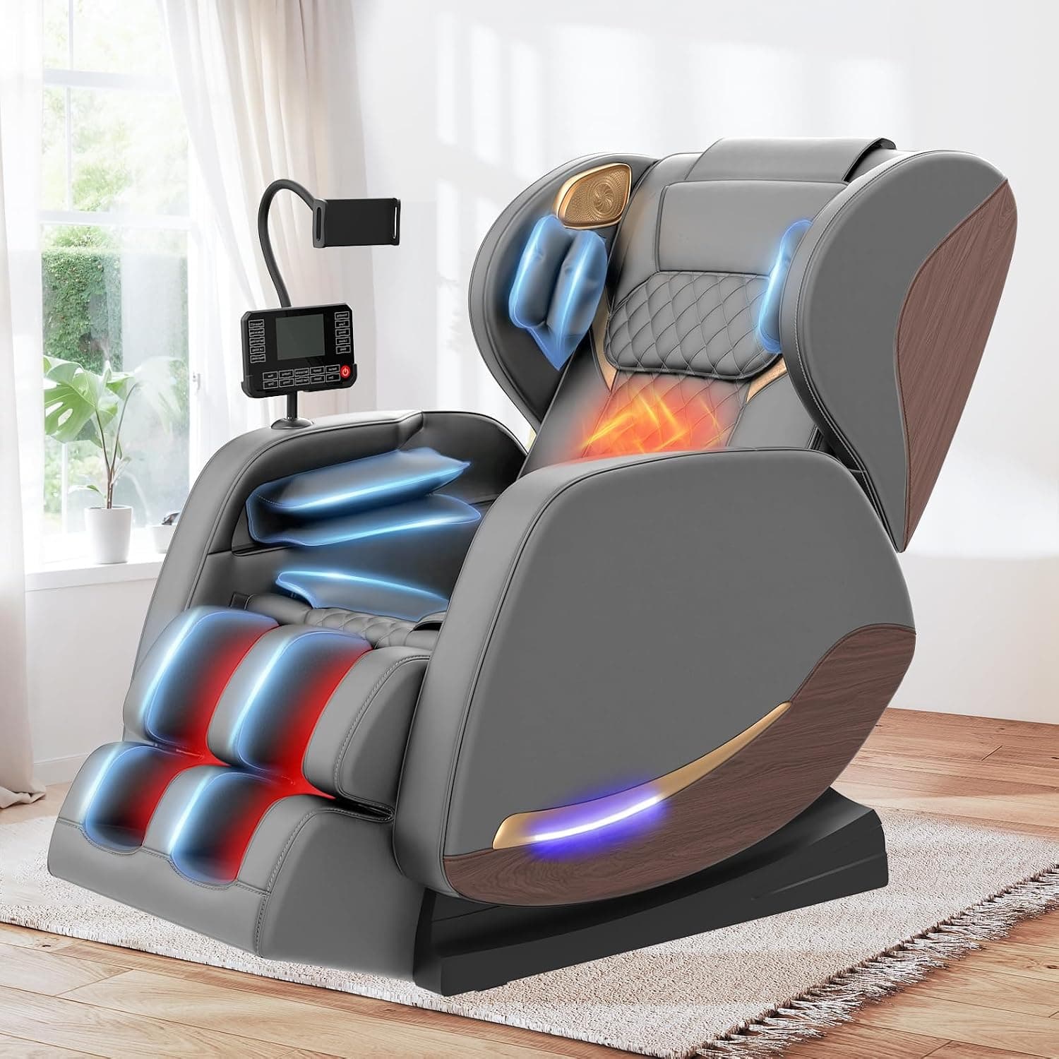 sillón masaje reclinable de cuerpo completo con 14 rodillos de masaje