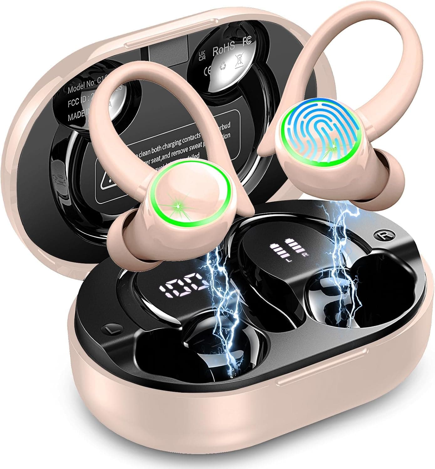 Matast Auriculares Inalambricos Deportivos, 2026 Auriculares Bluetooth 5.4 HiFi Estéreo con 4 HD Mic, 50H Cascos Inalambricos Bluetooth con Cancelacion Ruido ENC