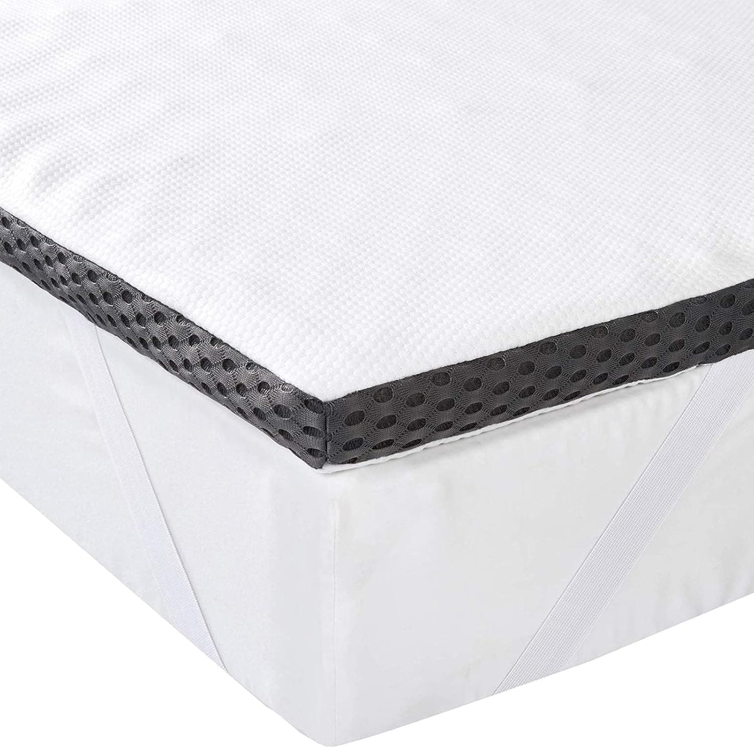 Amazon Basics Colchón de Espuma viscoelástica Topper con memoria con Funda removible y lavable, 90 x 190 cm, 4 cm, Blanco