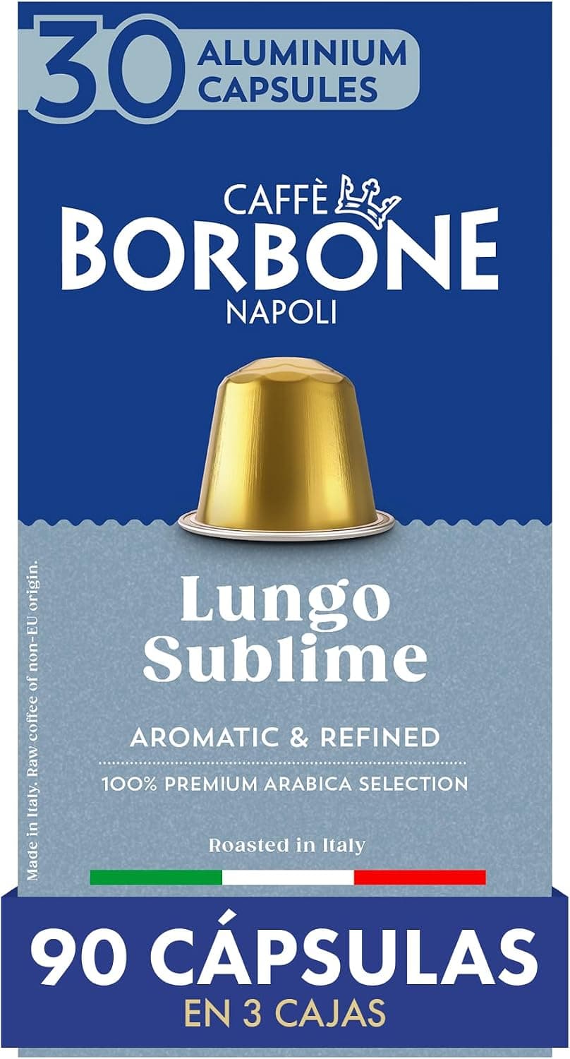 Caffè Borbone Lungo Sublime - 90 Cápsulas de Café - Aromática y refinada - Compatibles con Máquinas de Café Nespresso®* para uso doméstico