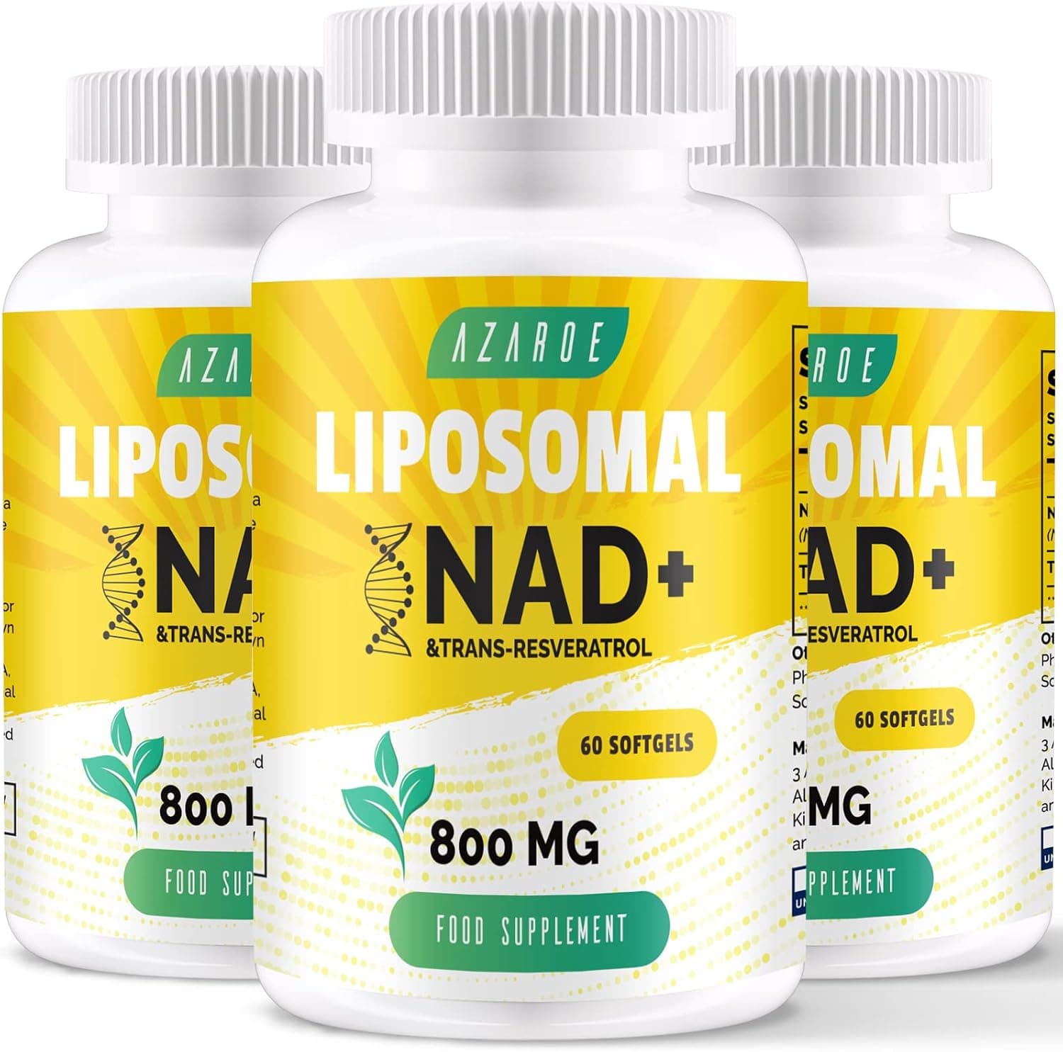 NAD+ liposomal y Trans-Resveratrol 802mg cápsulas blandas, alternativa más eficiente que el NMN, alta absorción, suplemento real de NAD+ para la reparación celular