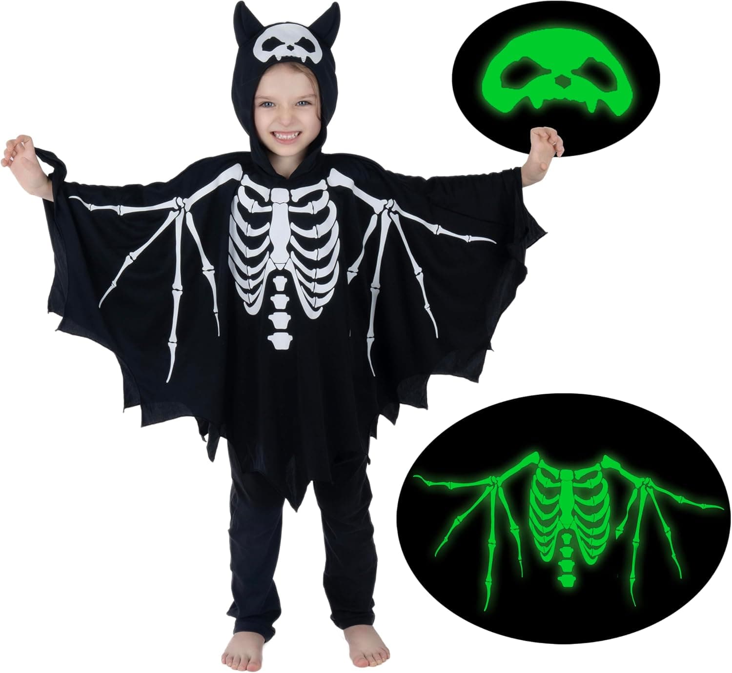 Sincere Party Disfraz de esqueleto para niños Disfraces de Halloween de esqueleto que brillan en la oscuridad para niños y niñas