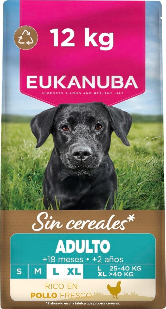 Eukanuba, alimento para Perros sin Cereales con Pollo para Razas Grandes - Alimento seco Premium sin Cereales para Perros Adultos, 12 kg