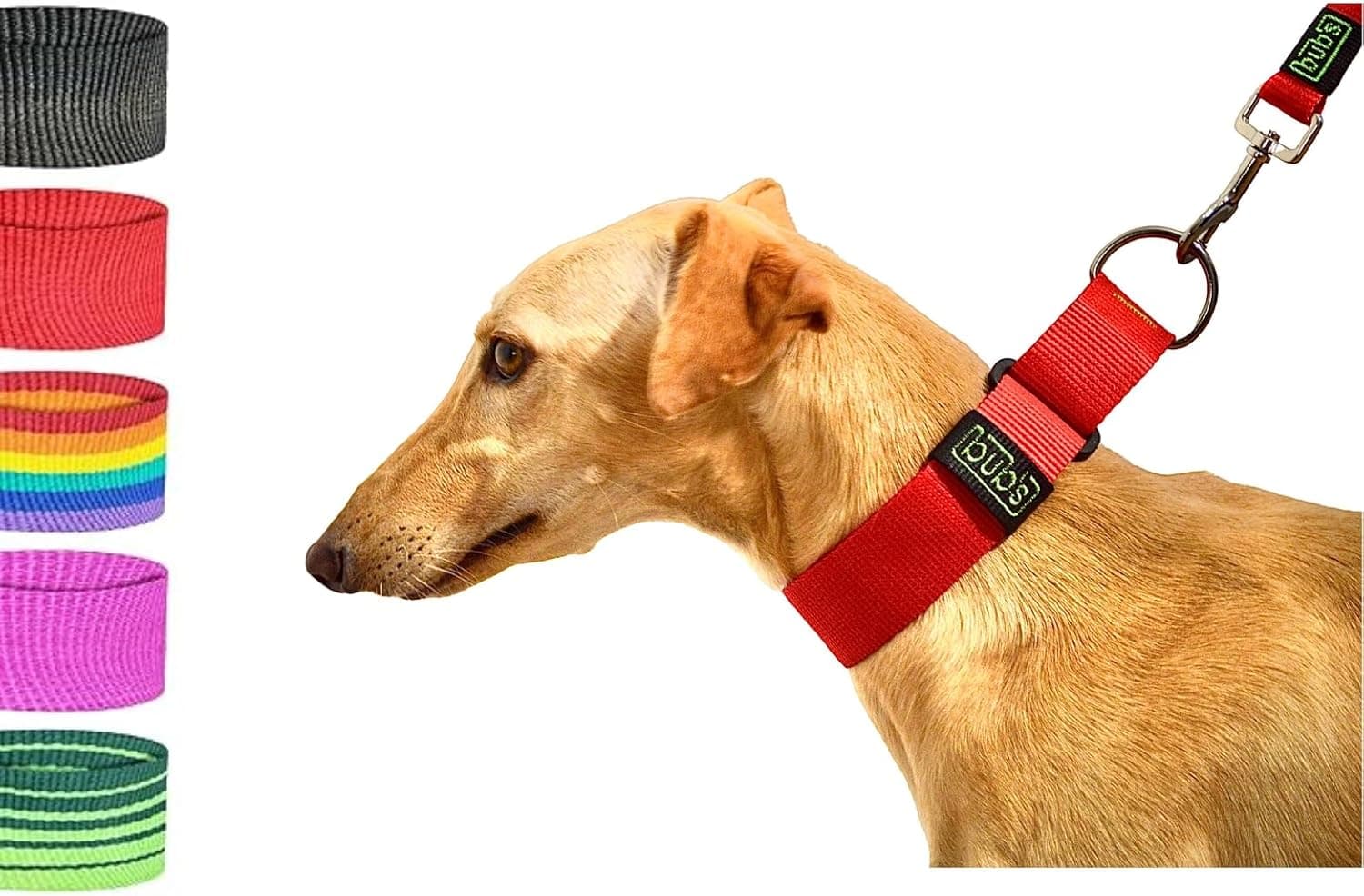 bub's Collar Martingale - Collar para Perro, antialérgico y Suave.Diseñado para Todo Tipo de Razas de Perro y Especialmente para Galgos y Podencos (Rojo, L 40 mm Ancho)