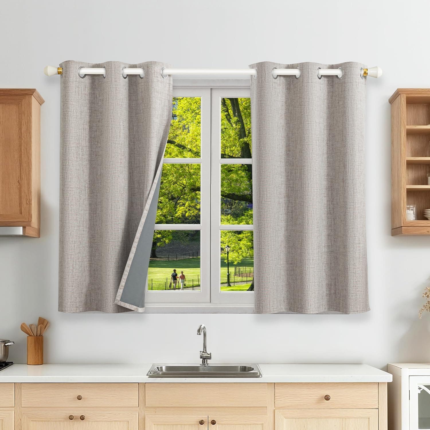 100% Cortinas Opacas Lino Termicas para Dormitorio y Salon 2 Piezas