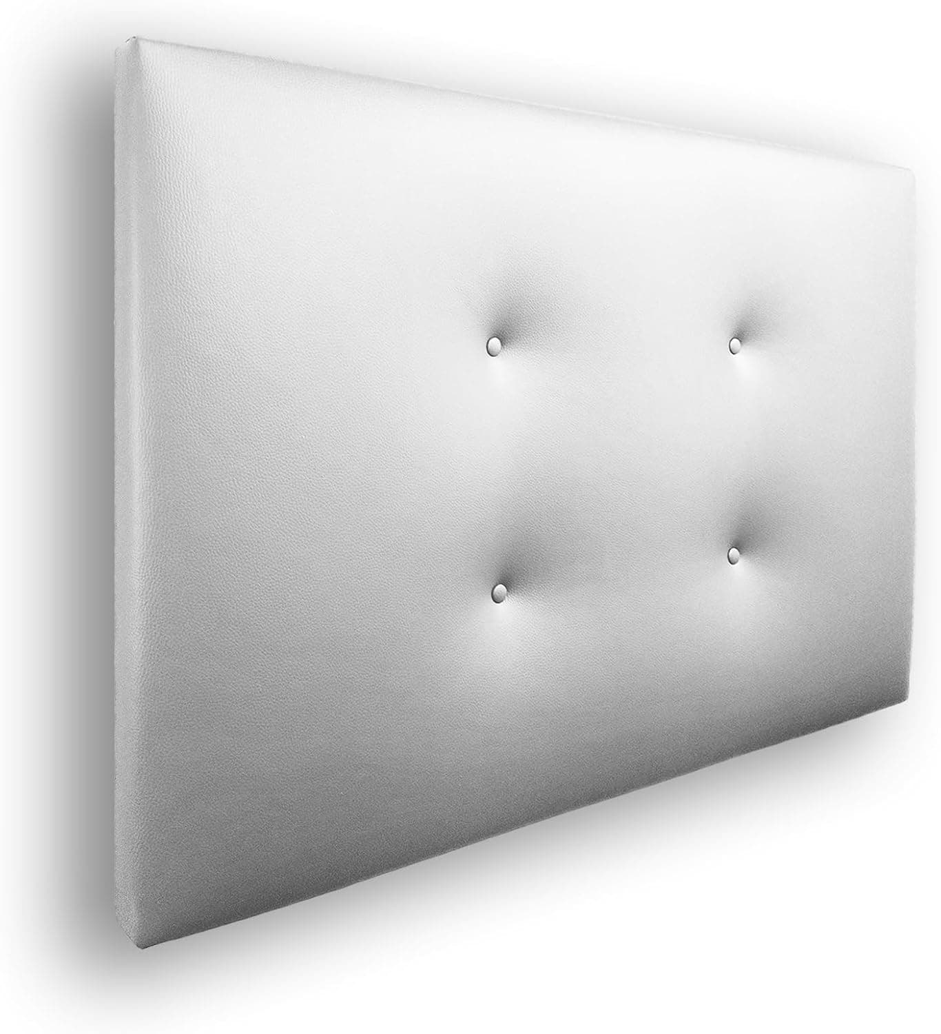 Silcar Home - Cabecero de Cama Carlo 105 Blanco - Estructura de Madera, Tapizado en Polipiel, Diseño Moderno con Dos hileras Botones, Fácil Instalación - Polipiel Blanco, 105 cm