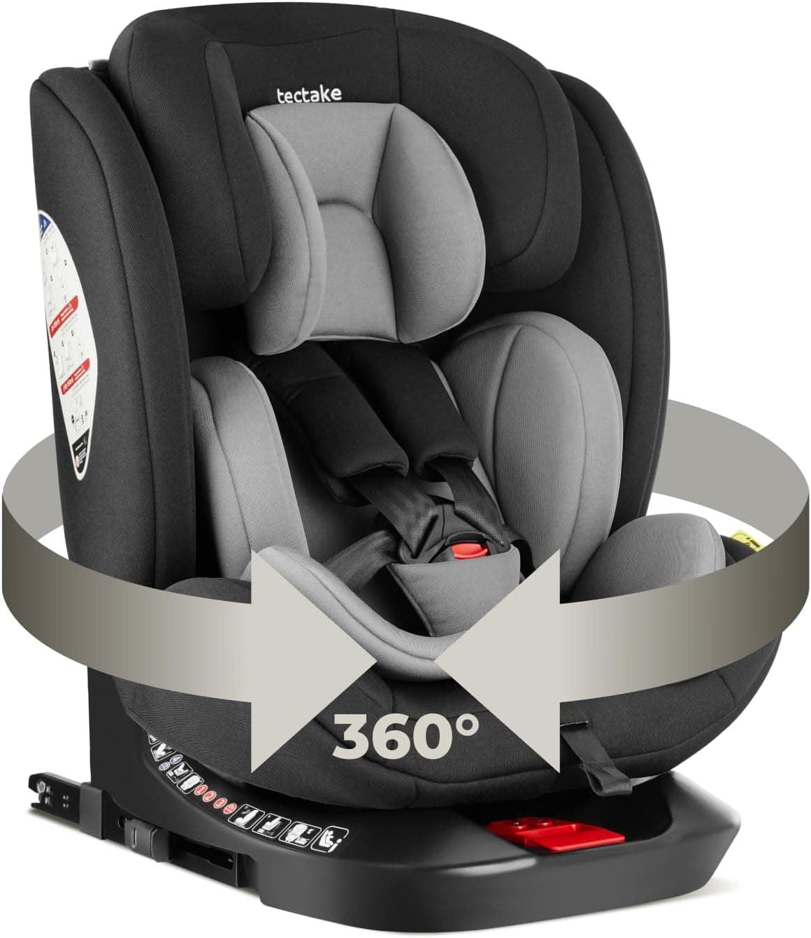 tectake® Silla de Coche Giratoria 360° a Contramarcha, i-Size, 40-150 cm