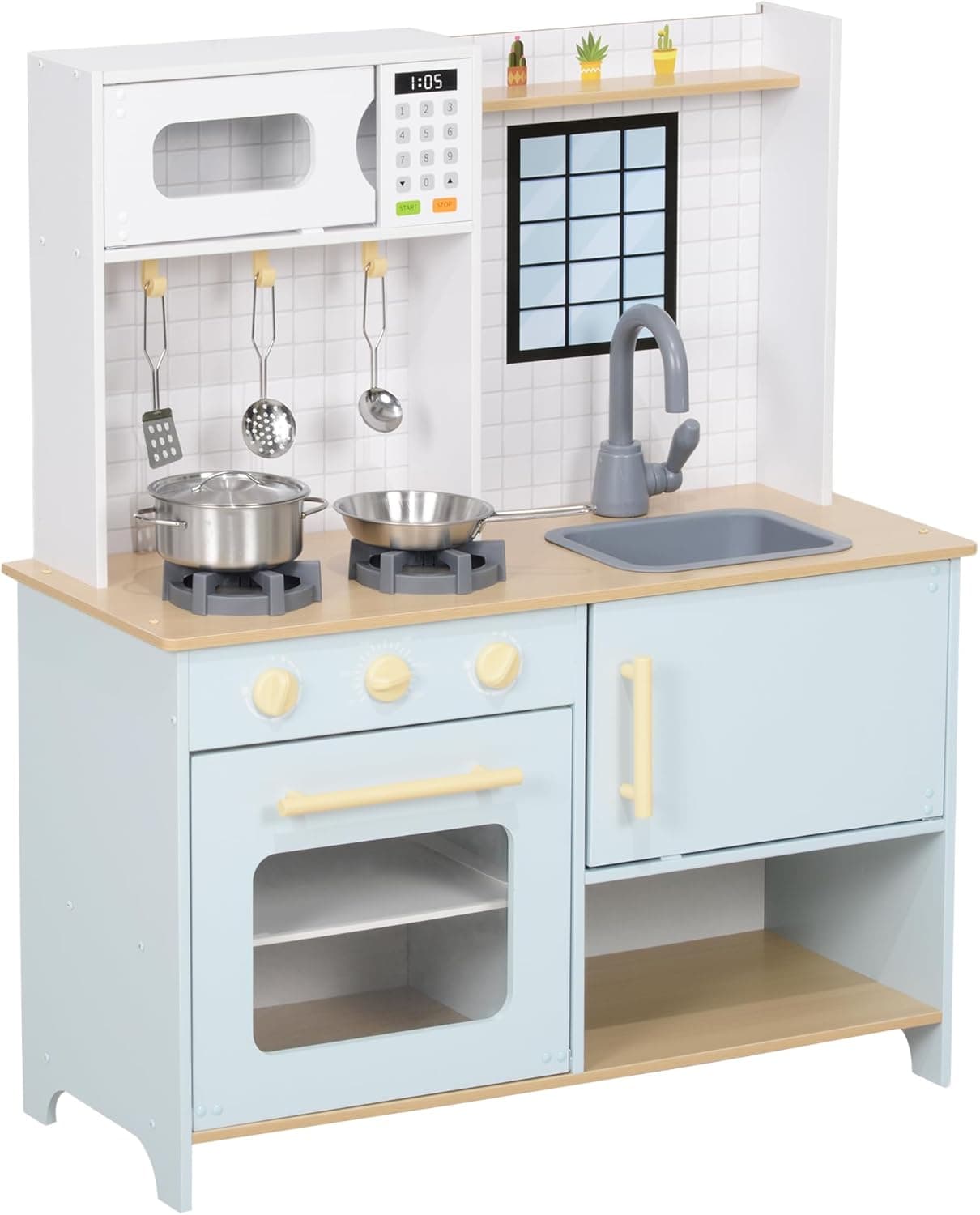 AIYAPLAY Cocina de Juguete con Sonido para Niños +3 Años Fogón Horno Azul