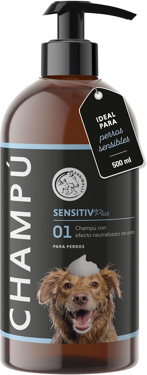 Natural champu Perro – Champu para Perros sensibles y Cachorros, Limpieza Suave y con pH Neutro con Aceite de Coco, sin siliconas ni parabenos – 500 ml champu Perros Piel Sensible