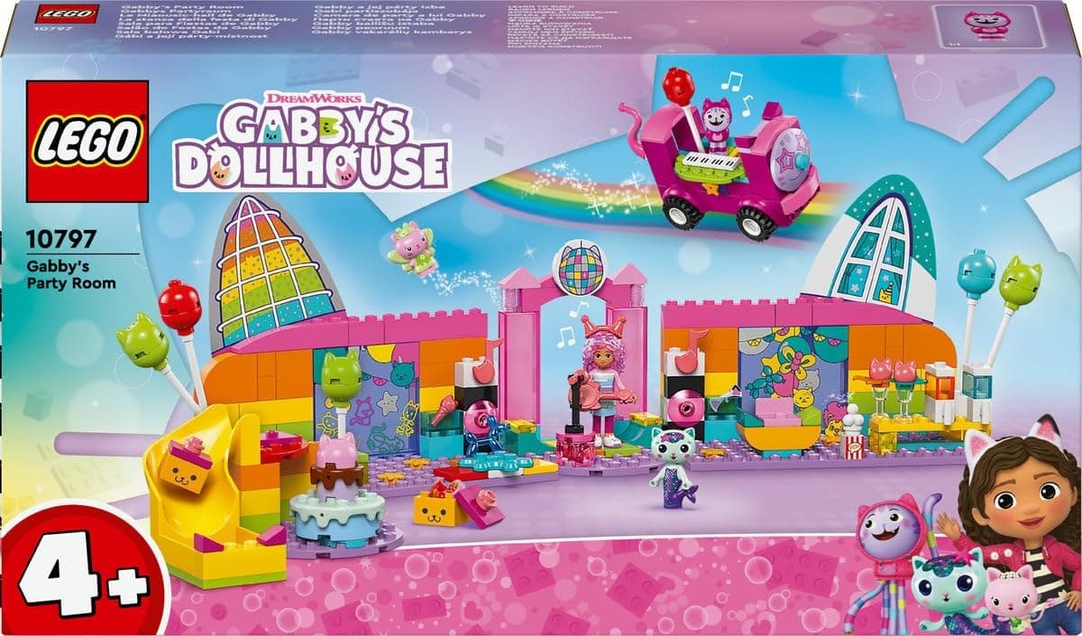 LEGO La Casa de Muñecas de Gabby Sala para Fiestas de Gabby, Juego Infantil con Autobús y Teclado de Juguete, Micrófono y Figuras de Animales, Regalo para Niñas y Niños de 4 Años o Más 10797