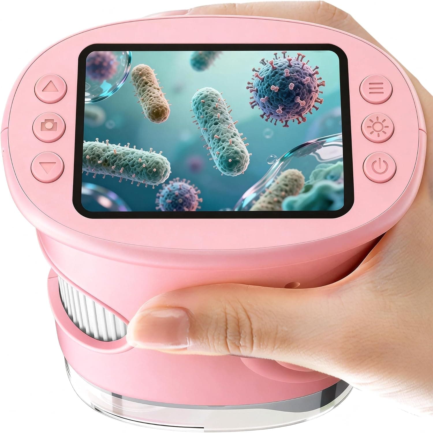 1000X Portatil Digital Microscopio Niños: Magnifying Glass para 2.0" IPS Pantalla - Regalo Original 3-8 8-12 Años Niña Infantil - Lupas Gran Aumento con Luz Rosa