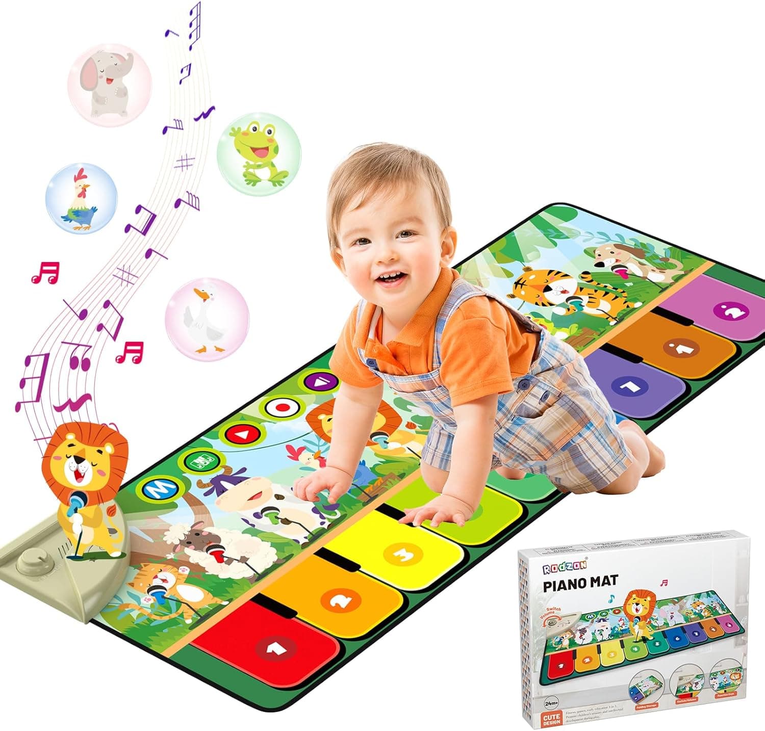 Rodzon Alfombra Musical Piano Bebé 1 Año,Juguetes Niños y Niñas con 19 Canciones y 10 Animales,Regalos Navidad Cumpleaños 1 2 3 Años