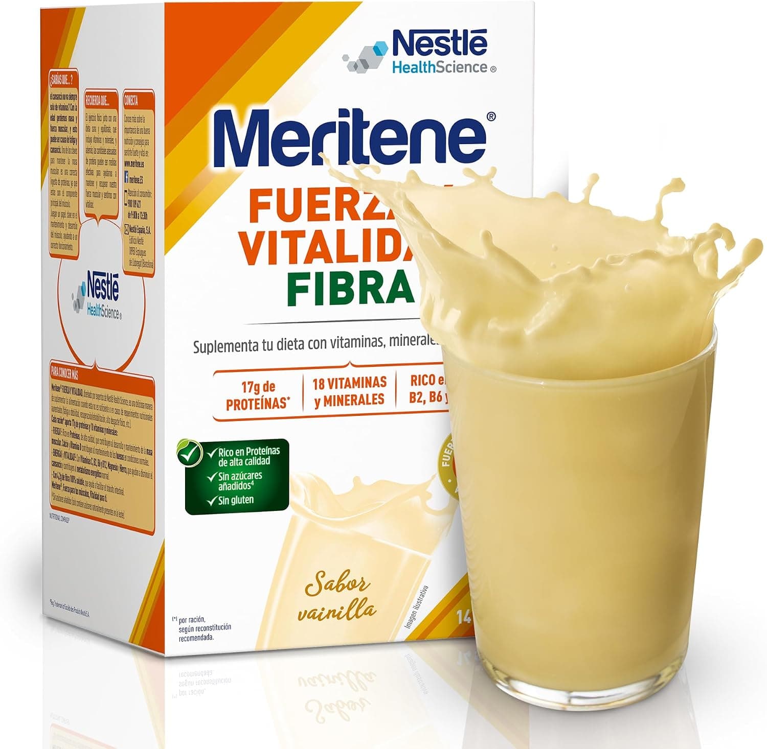 Meritene Fuerza y Vitalidad Fibra Sabor Vainilla | 14 Sobres 490g