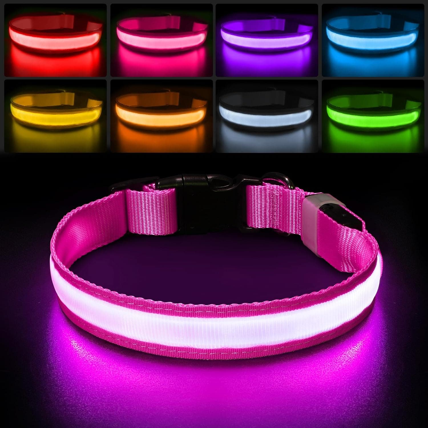 PcEoTllar Collar Luz para Perro Recargable, Rosa S
