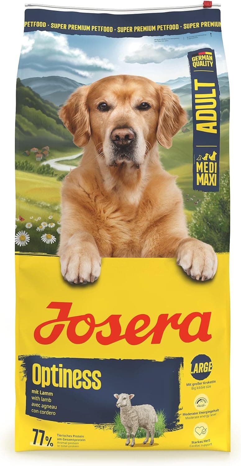 JOSERA Optiness Cordero & Arroz (1 x 12,5 kg) | Adulto Large | Pienso seco prémium para Perros Adultos | bajo en proteínas | sin Trigo | valiosos ácidos grasos | croqueta XL para Evitar engullir