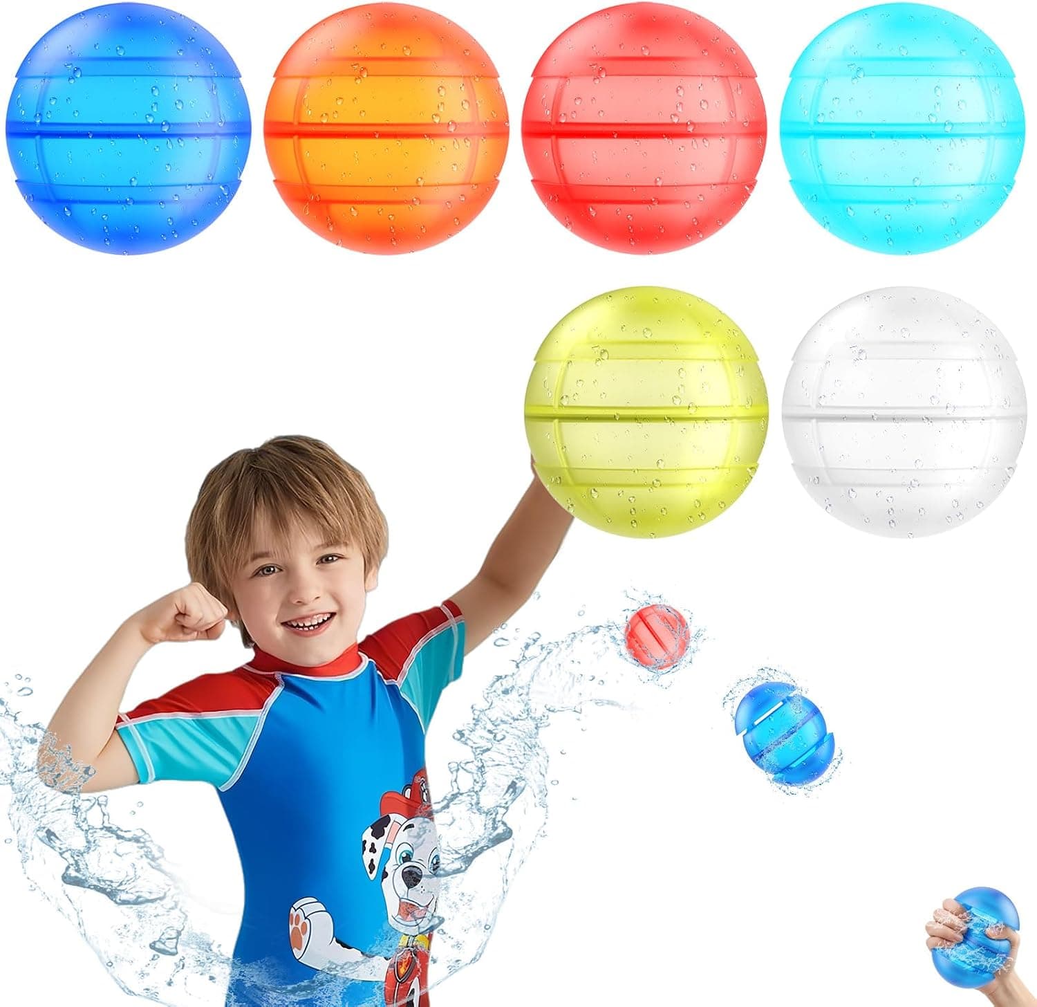 6 Globos de Agua Reutilizables, Bombe a Rau Llenado Rápido Sin Fugas, Globos de Agua llenado Rapido para Niños Fiestas Cumpleaños Playas Piscina